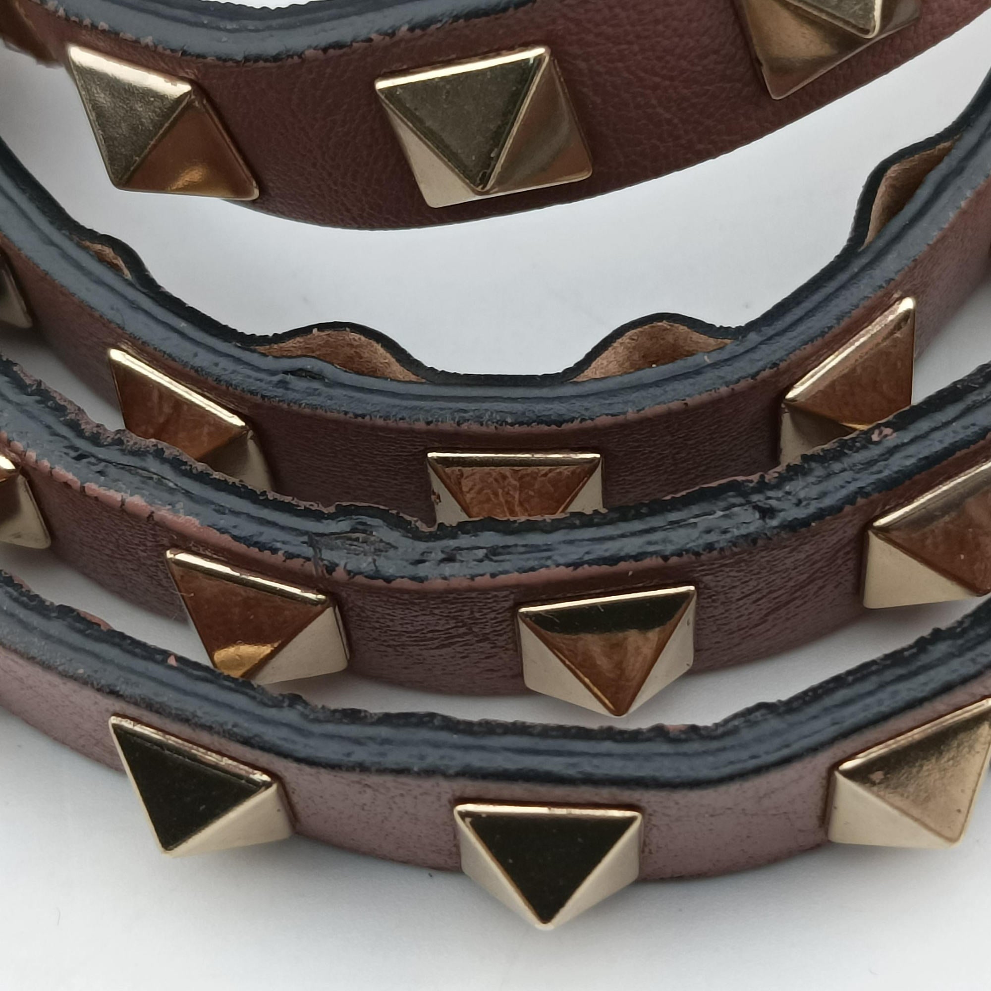 Pre-owned Valentino Rockstud PinkBrown Leather  shoulderbag | stylenewstar