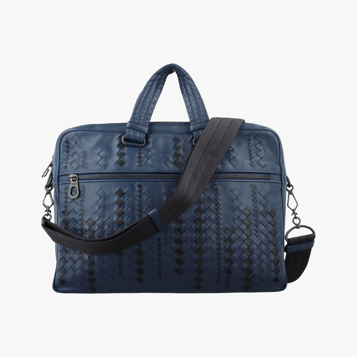 Pre-owned Bottega Veneta Intrecciato Blue×Black lambskin  shoulderbag | stylenewstar