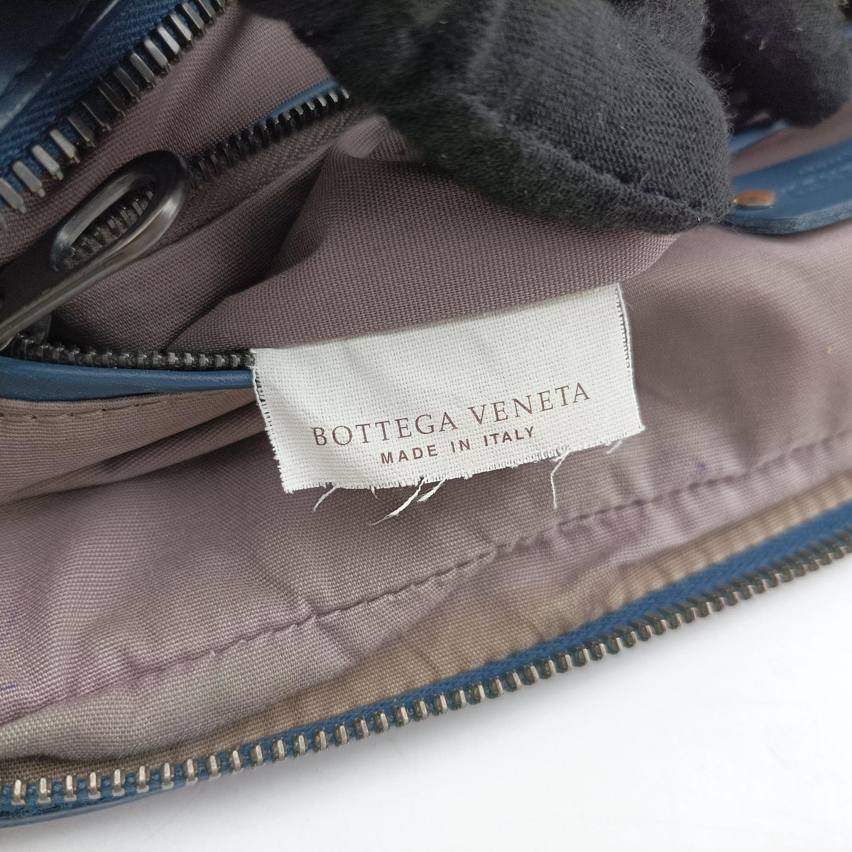 Pre-owned Bottega Veneta Intrecciato Blue×Black lambskin  shoulderbag | stylenewstar