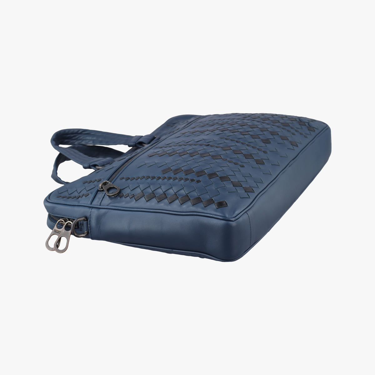 Pre-owned Bottega Veneta Intrecciato Blue×Black lambskin  shoulderbag | stylenewstar