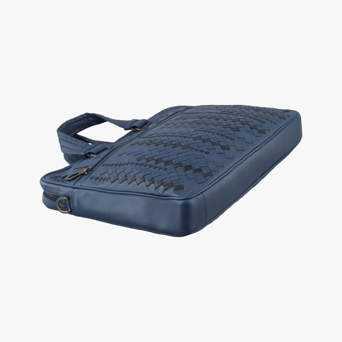 Pre-owned Bottega Veneta Intrecciato Blue×Black lambskin  shoulderbag | stylenewstar