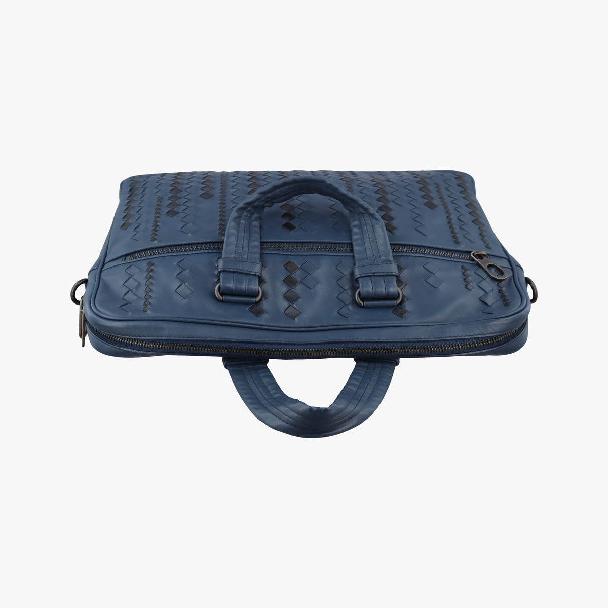 Pre-owned Bottega Veneta Intrecciato Blue×Black lambskin  shoulderbag | stylenewstar