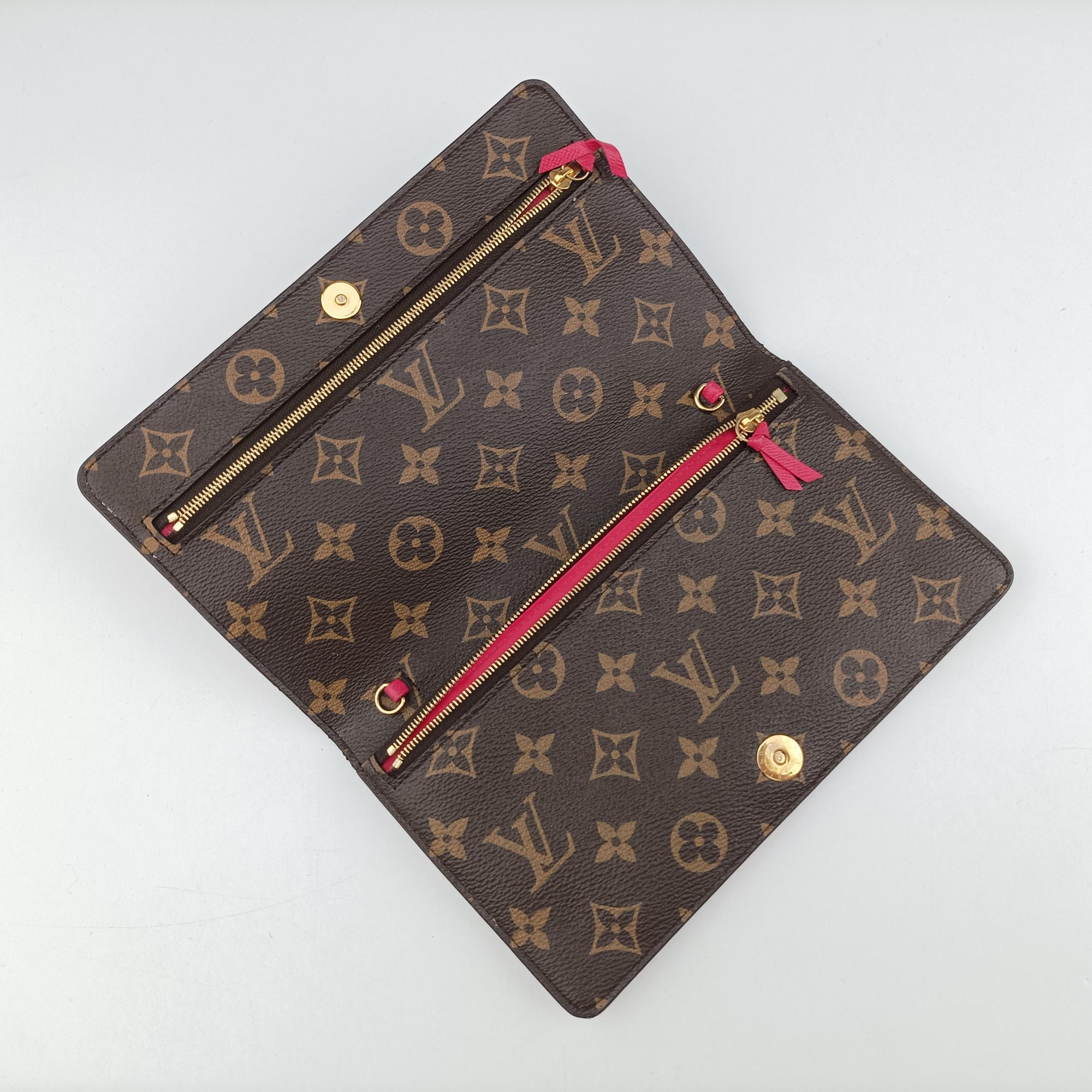 Vintage Louis Vuitton Pochette Weekend brown×Fuchsia Pink Monogram Canvas M62456 shoulderbag | stylenewstar