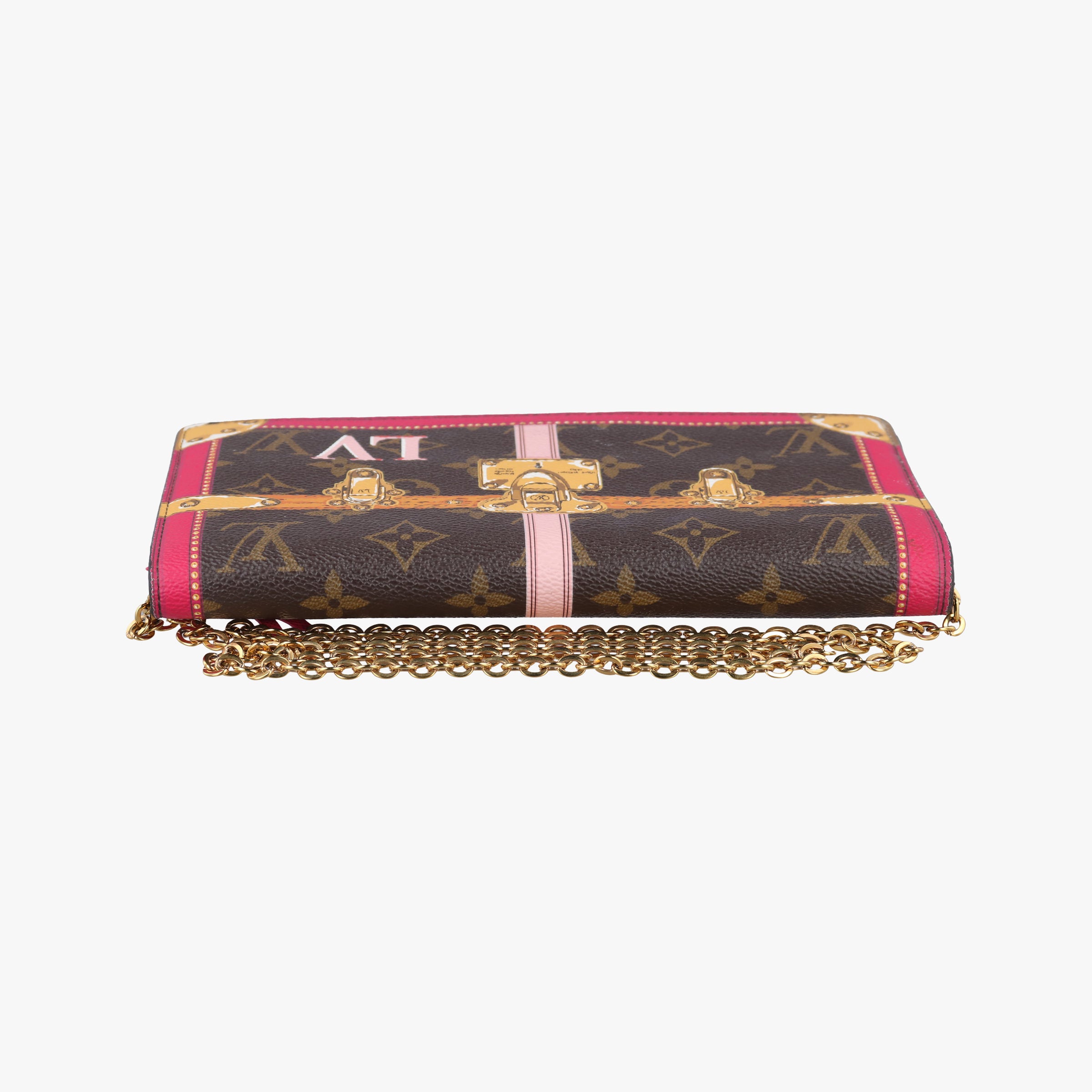 Vintage Louis Vuitton Pochette Weekend brown×Fuchsia Pink Monogram Canvas M62456 shoulderbag | stylenewstar