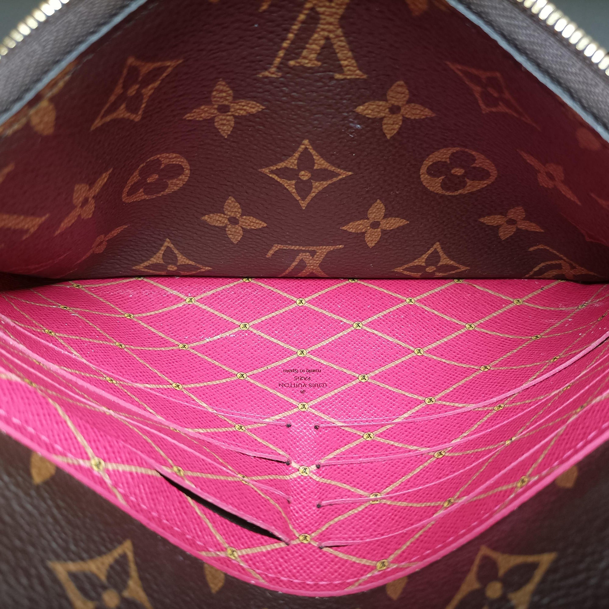 Vintage Louis Vuitton Pochette Weekend brown×Fuchsia Pink Monogram Canvas M62456 shoulderbag | stylenewstar