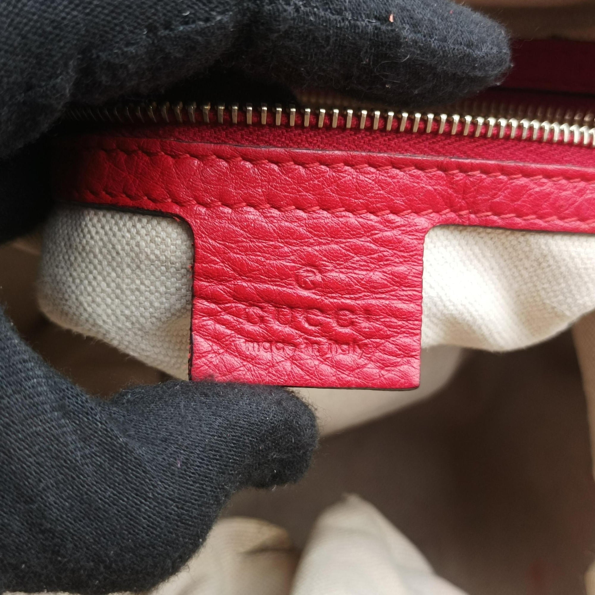 Pre-owned Gucci Sherry Line Beige×Red×Green canvas×leather 247205 shoulderbag | stylenewstar