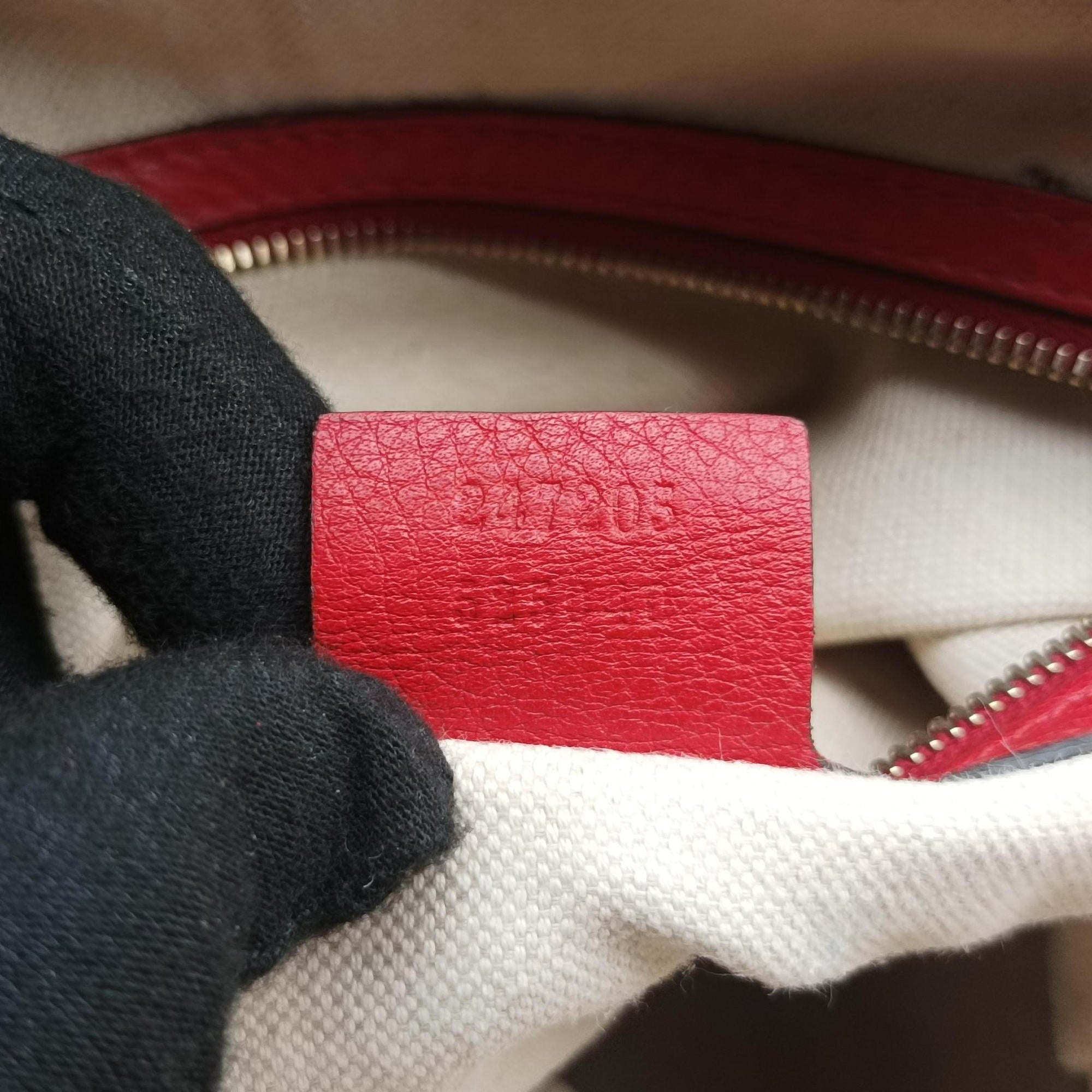 Pre-owned Gucci Sherry Line Beige×Red×Green canvas×leather 247205 shoulderbag | stylenewstar