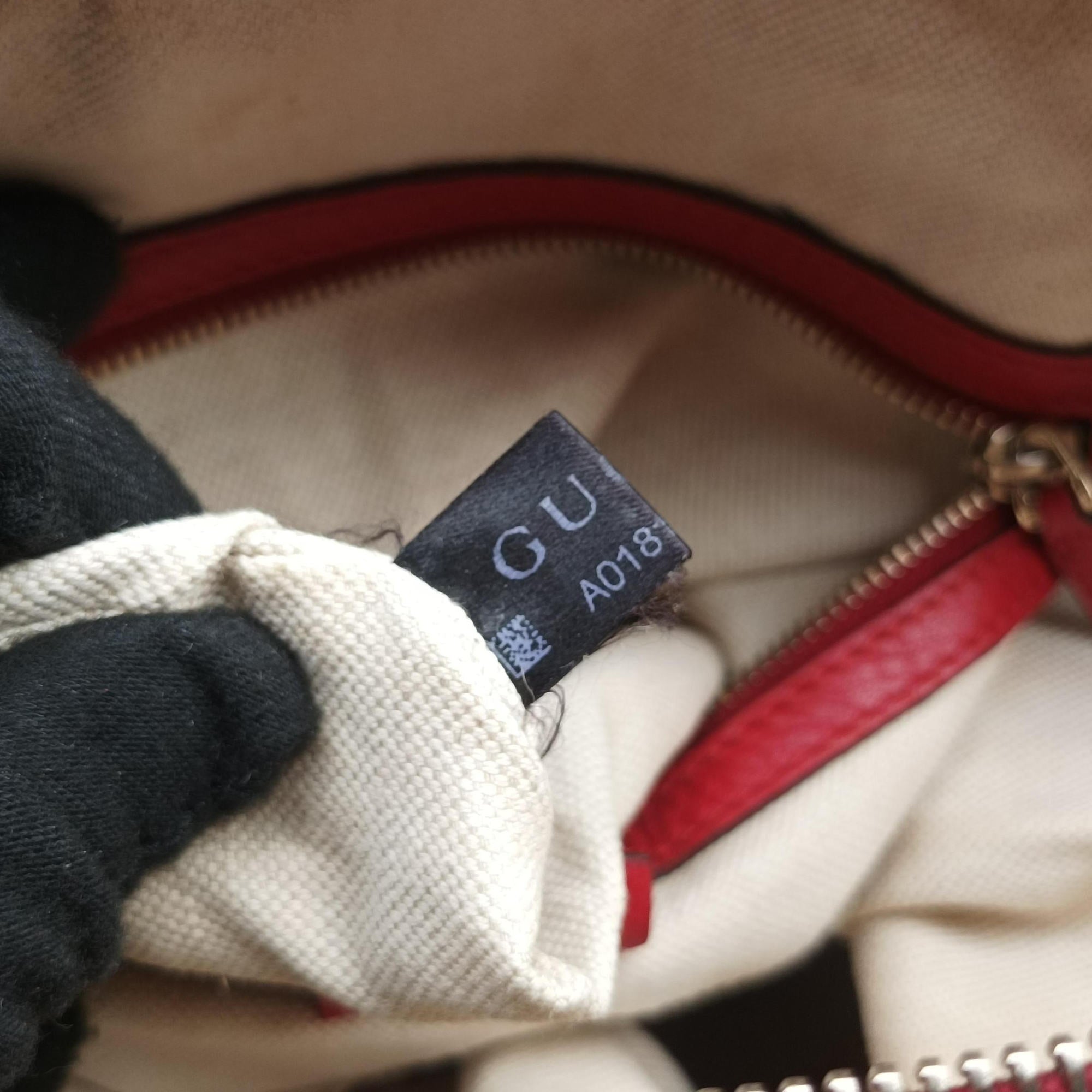Pre-owned Gucci Sherry Line Beige×Red×Green canvas×leather 247205 shoulderbag | stylenewstar