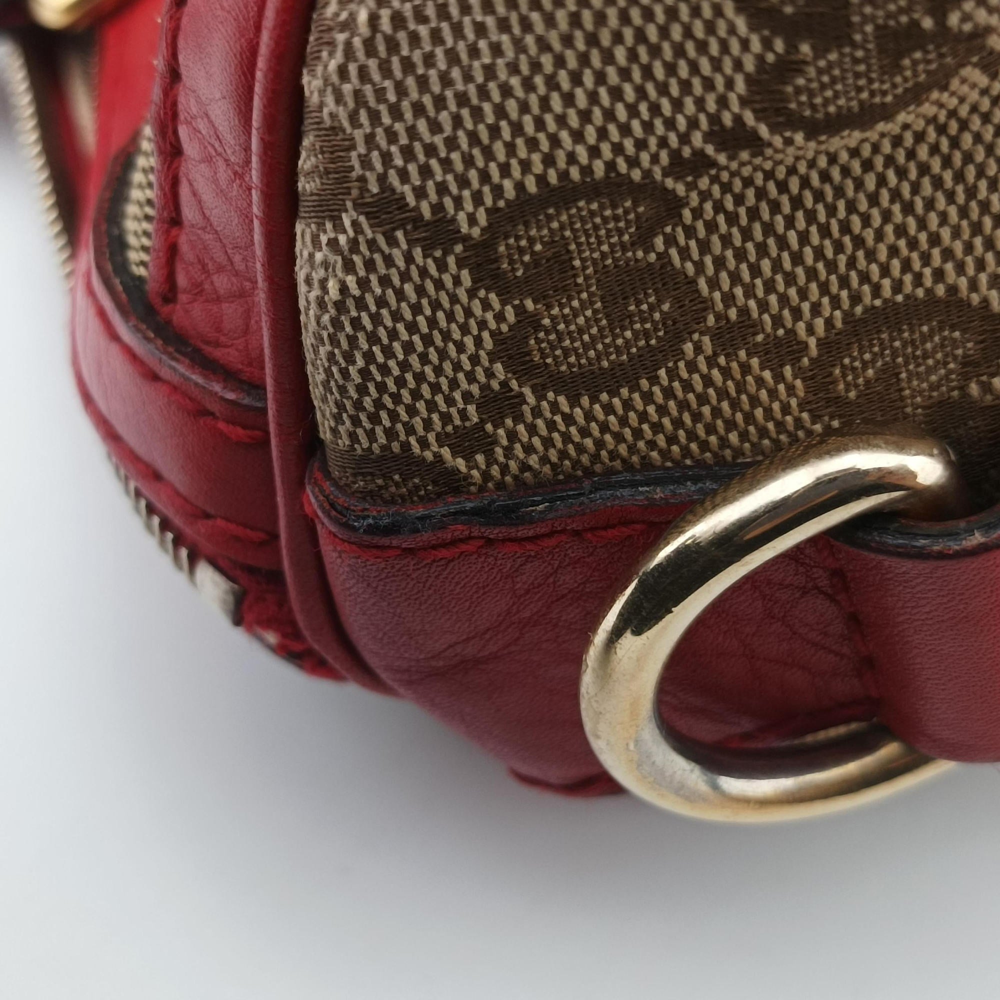 Pre-owned Gucci Sherry Line Beige×Red×Green canvas×leather 247205 shoulderbag | stylenewstar