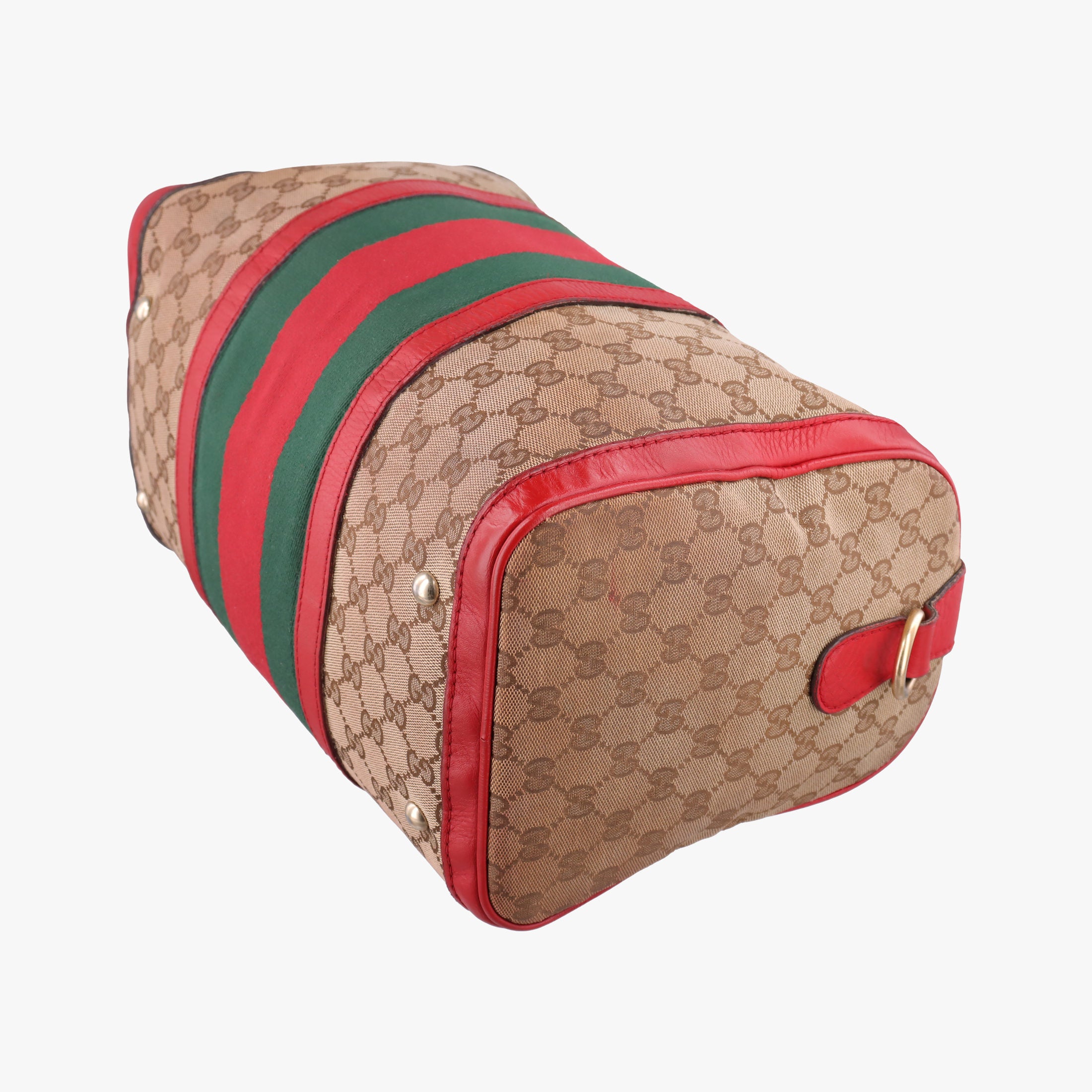 Pre-owned Gucci Sherry Line Beige×Red×Green canvas×leather 247205 shoulderbag | stylenewstar