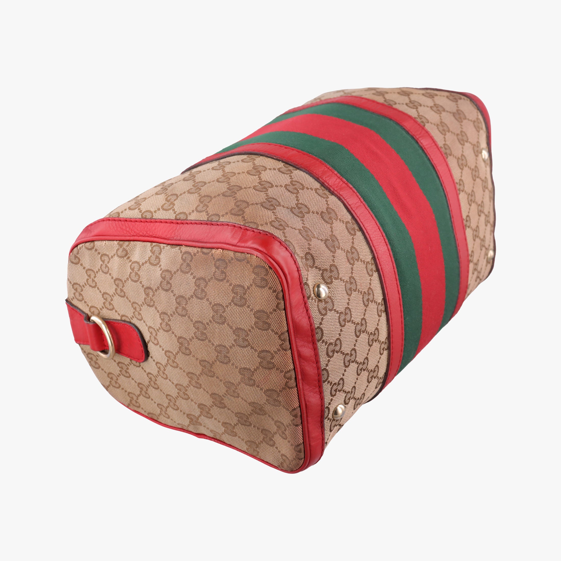 Pre-owned Gucci Sherry Line Beige×Red×Green canvas×leather 247205 shoulderbag | stylenewstar