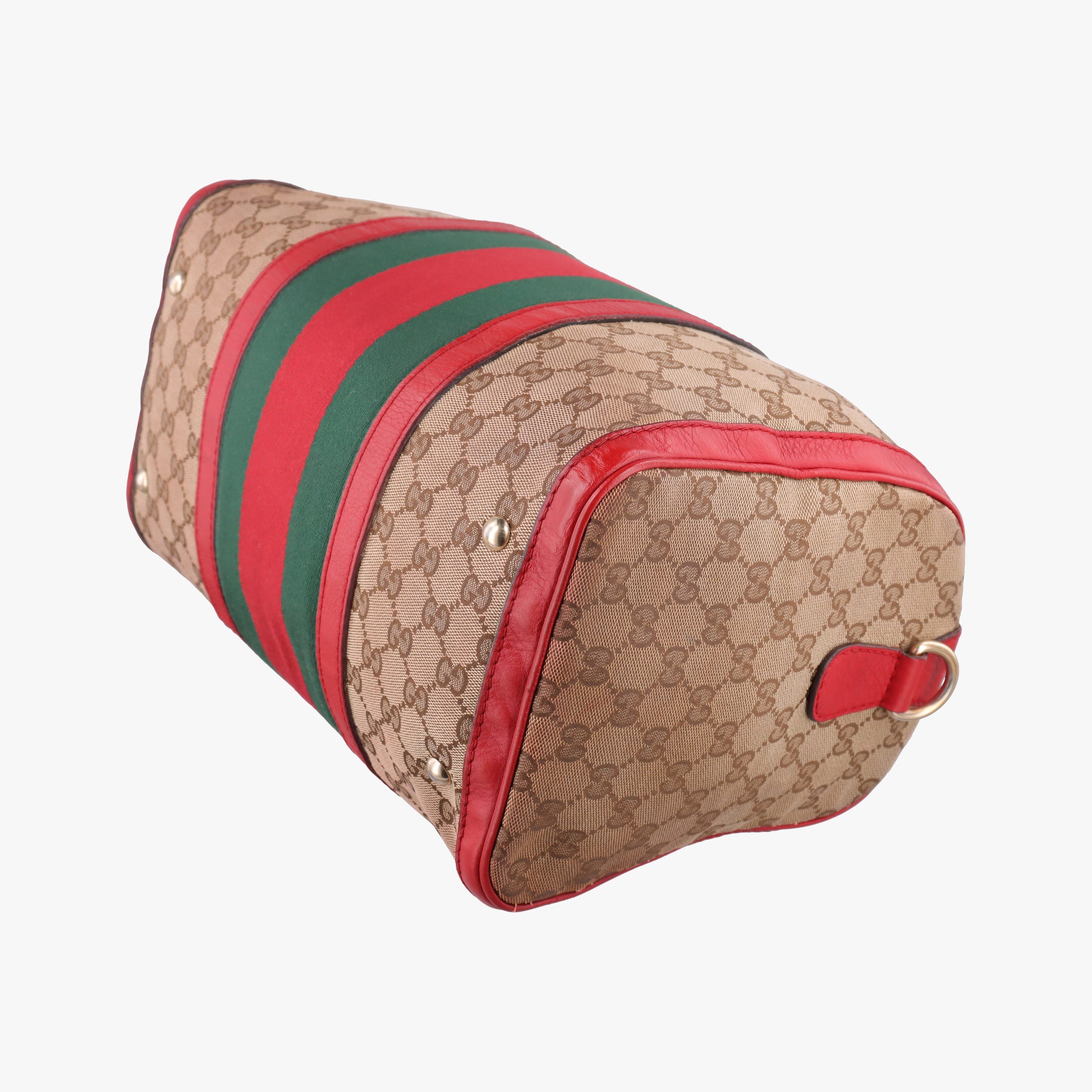 Pre-owned Gucci Sherry Line Beige×Red×Green canvas×leather 247205 shoulderbag | stylenewstar