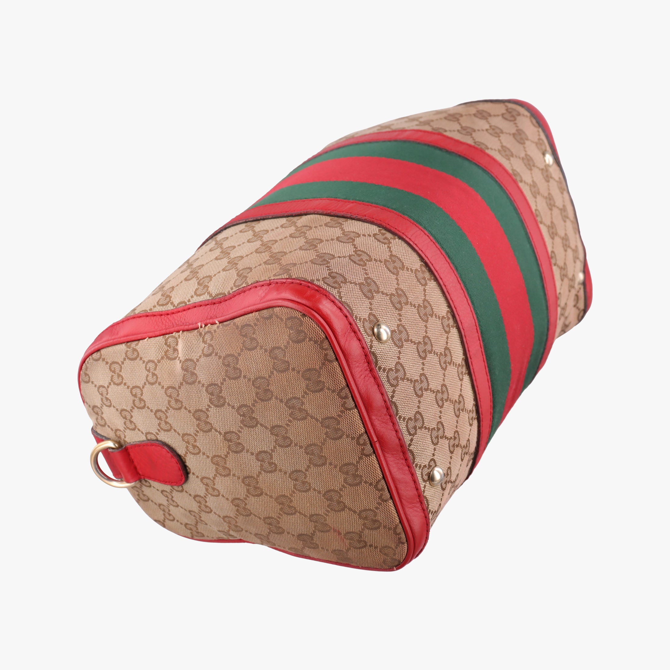 Pre-owned Gucci Sherry Line Beige×Red×Green canvas×leather 247205 shoulderbag | stylenewstar