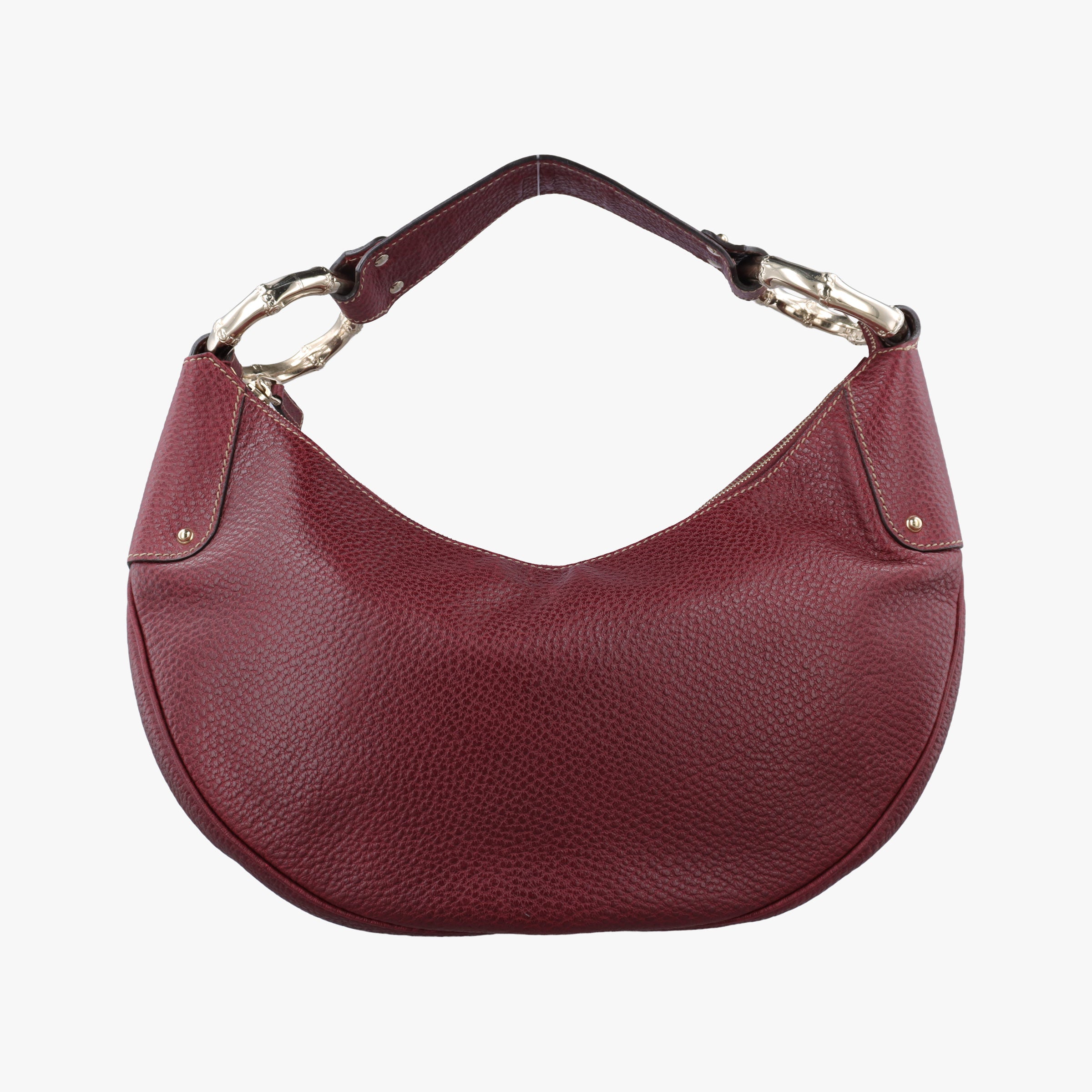 Pre-owned Gucci Bamboo Ring Hobo Bordeaux Leather 211519 handbag | stylenewstar