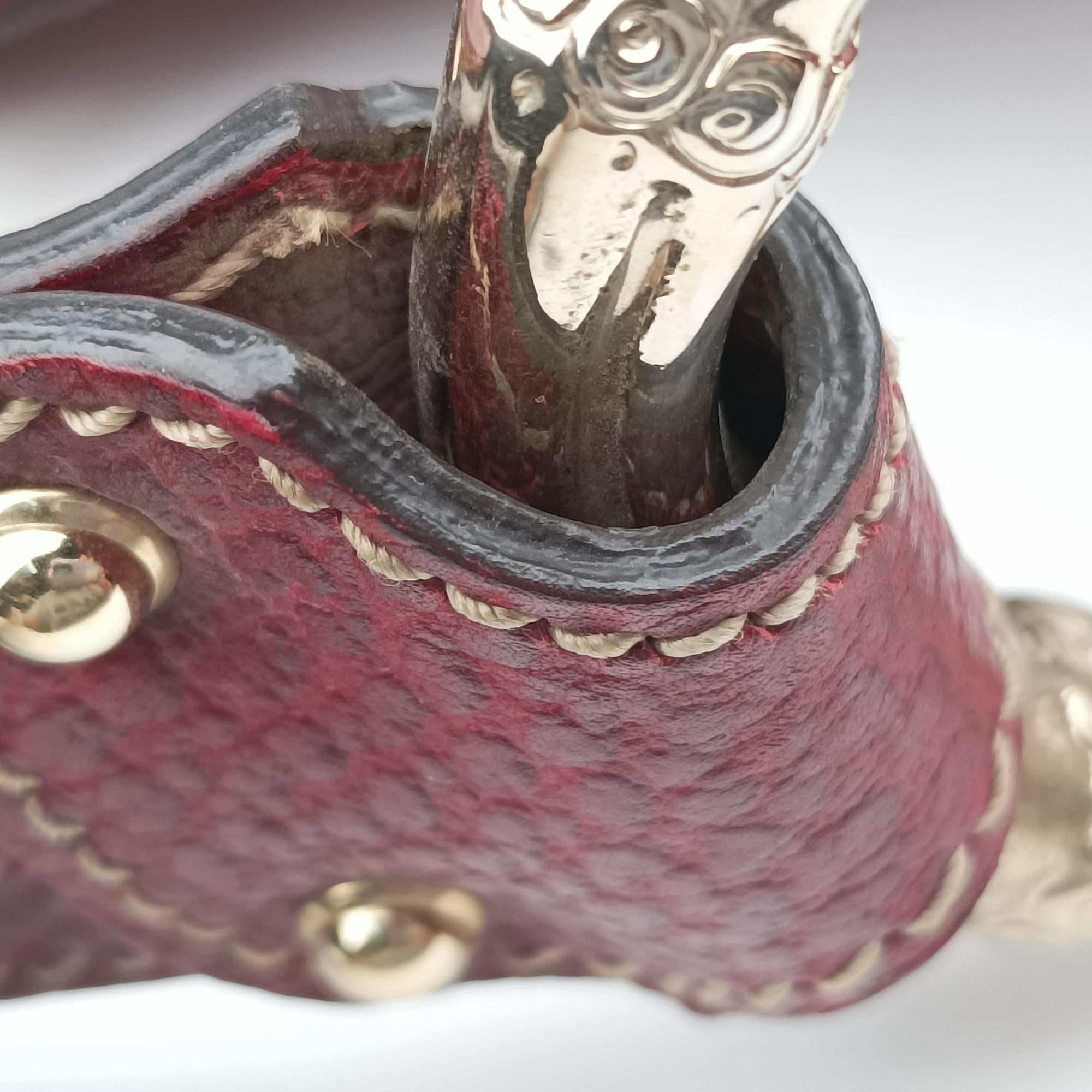 Pre-owned Gucci Bamboo Ring Hobo Bordeaux Leather 211519 handbag | stylenewstar