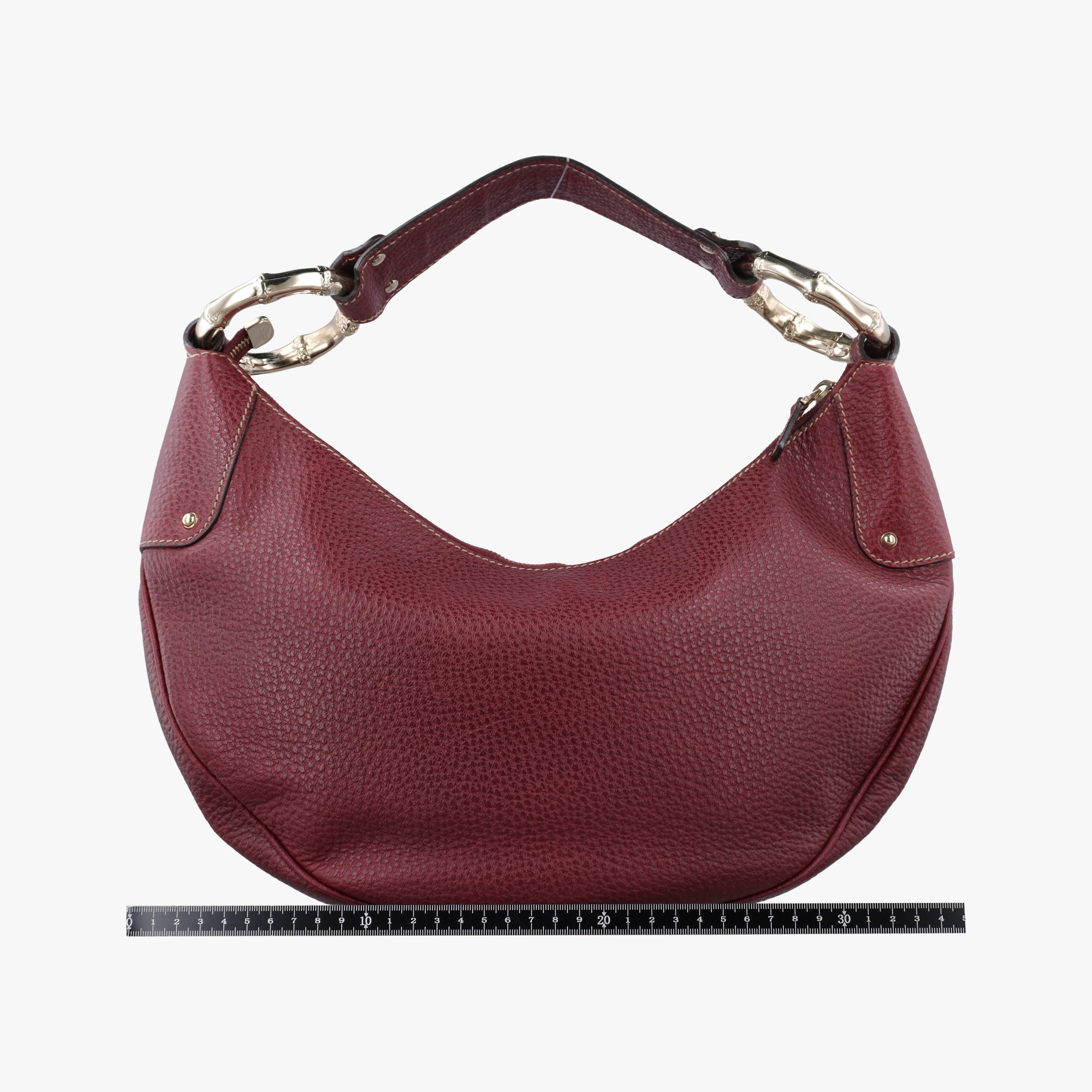 Pre-owned Gucci Bamboo Ring Hobo Bordeaux Leather 211519 handbag | stylenewstar