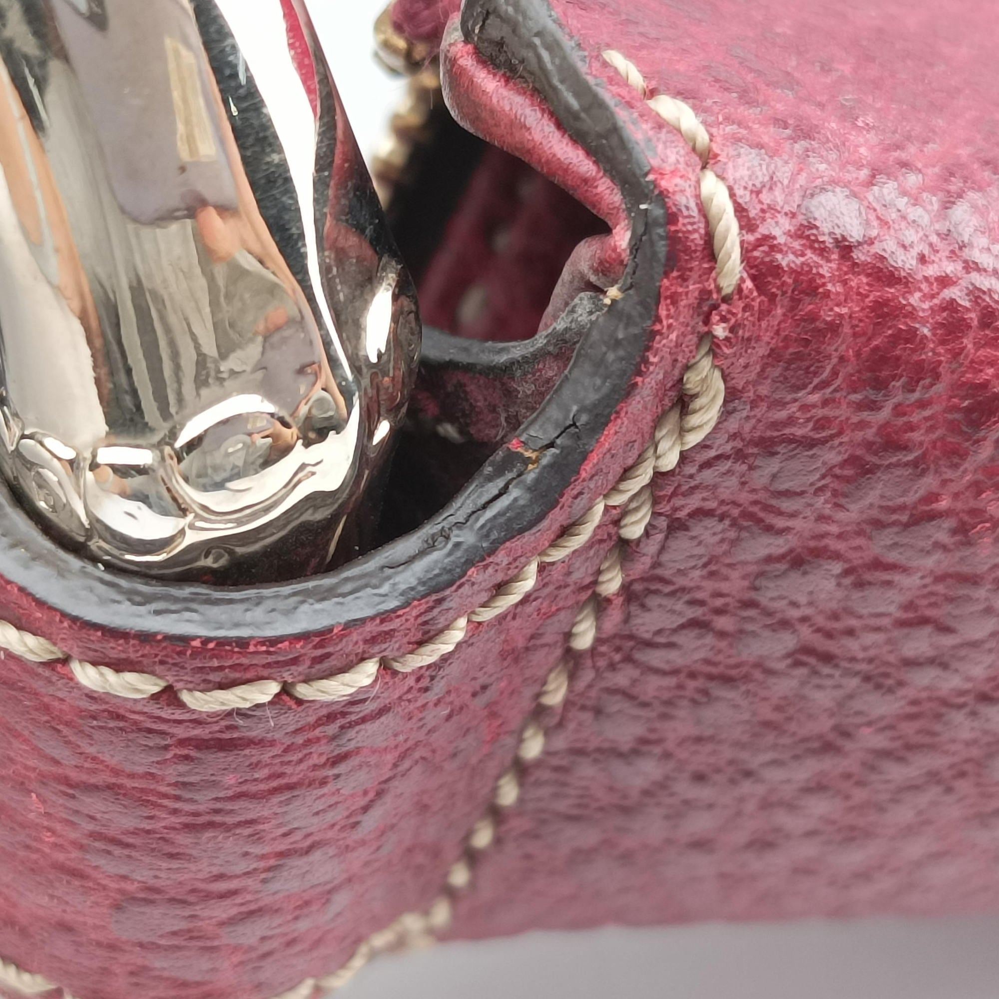 Pre-owned Gucci Bamboo Ring Hobo Bordeaux Leather 211519 handbag | stylenewstar