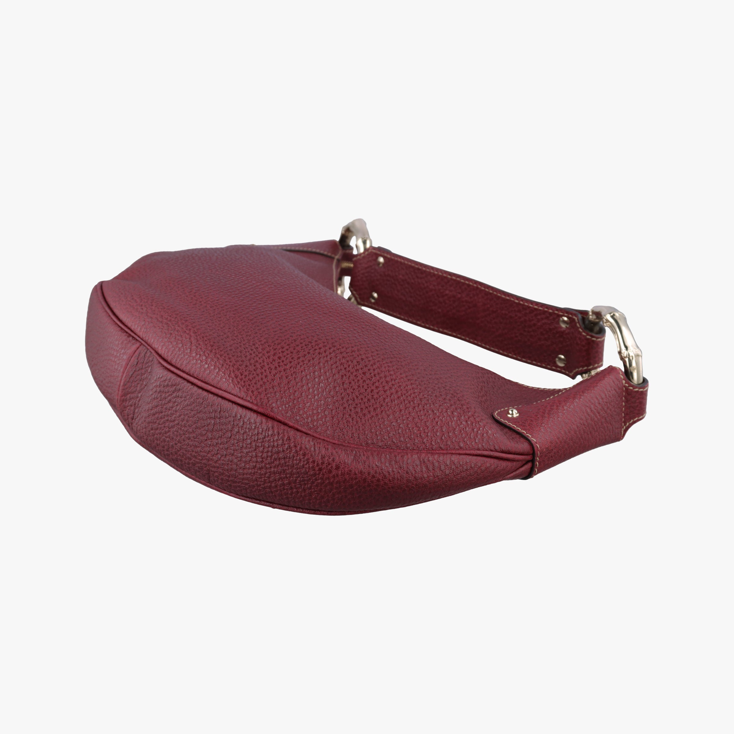 Pre-owned Gucci Bamboo Ring Hobo Bordeaux Leather 211519 handbag | stylenewstar