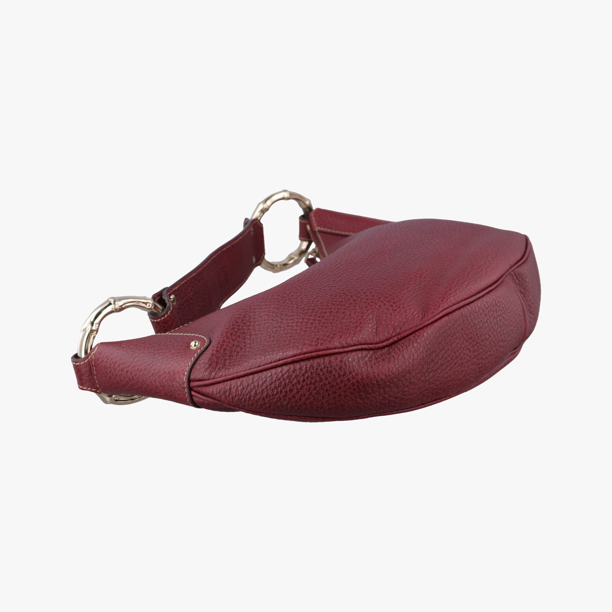 Pre-owned Gucci Bamboo Ring Hobo Bordeaux Leather 211519 handbag | stylenewstar