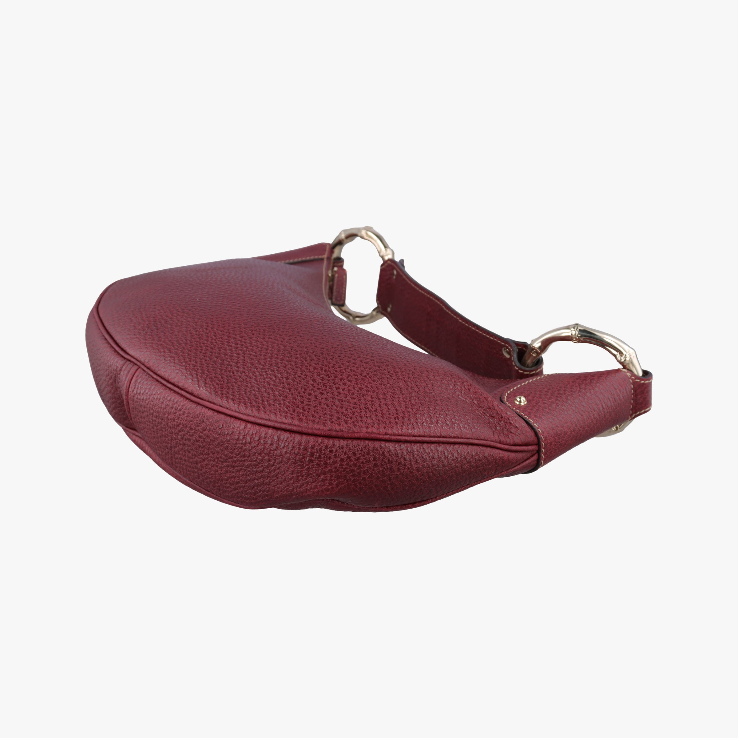 Pre-owned Gucci Bamboo Ring Hobo Bordeaux Leather 211519 handbag | stylenewstar