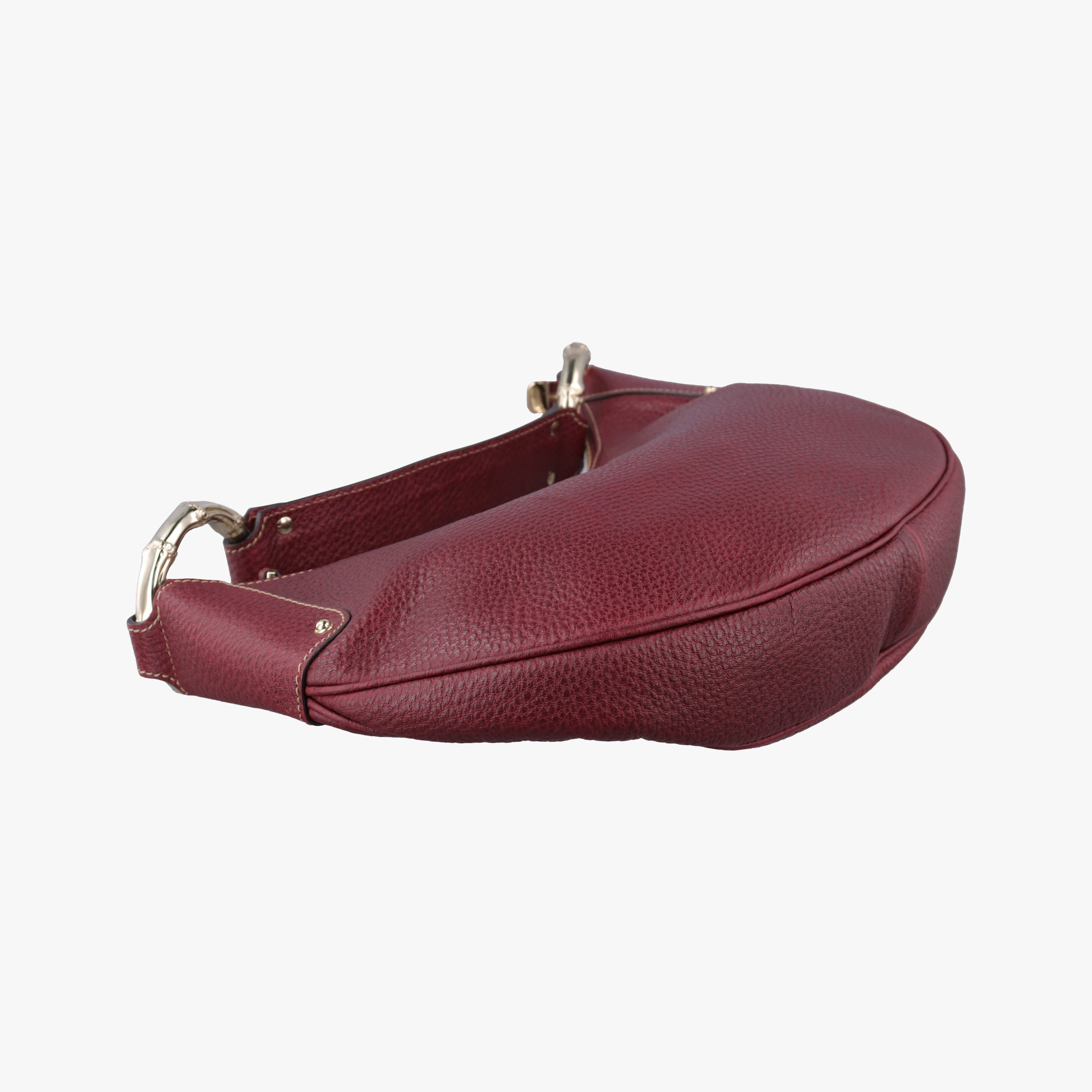 Pre-owned Gucci Bamboo Ring Hobo Bordeaux Leather 211519 handbag | stylenewstar