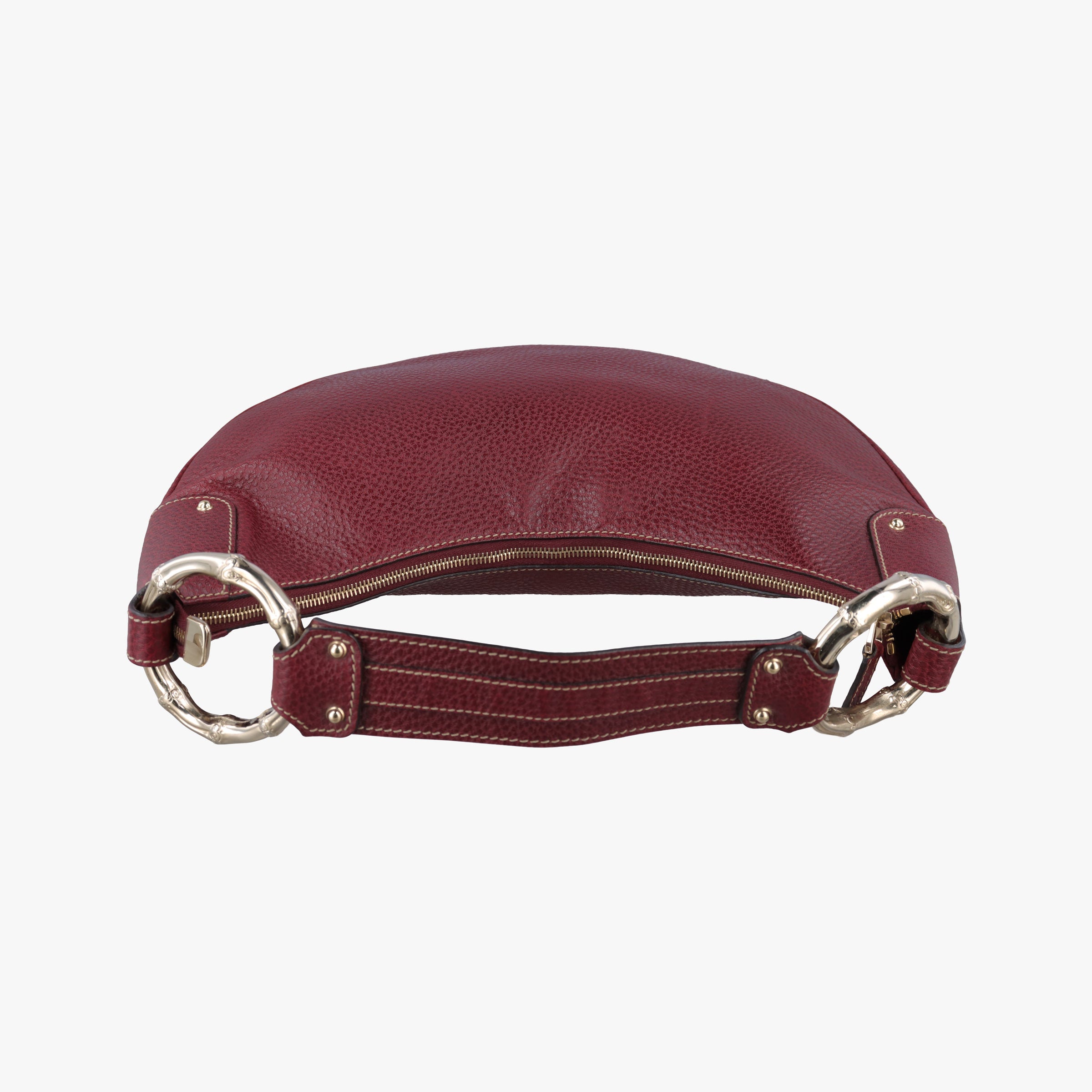 Pre-owned Gucci Bamboo Ring Hobo Bordeaux Leather 211519 handbag | stylenewstar