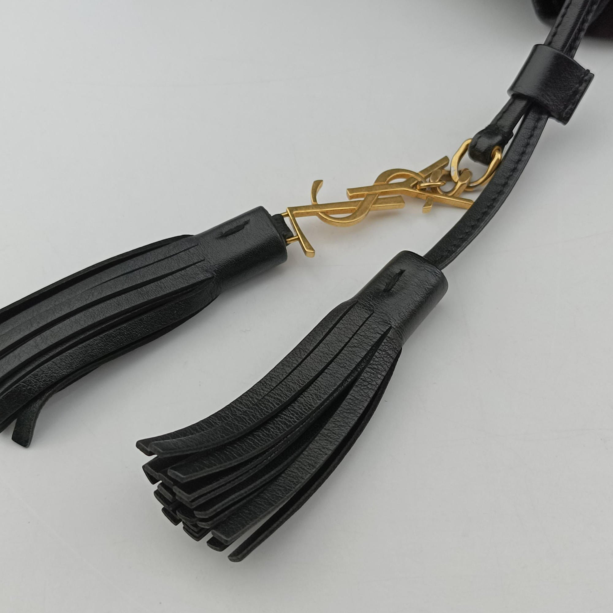 Secondhand Yves Saint Laurent Festival Fringe Backpack Black velour 421943 backpack/rucksack | stylenewstar