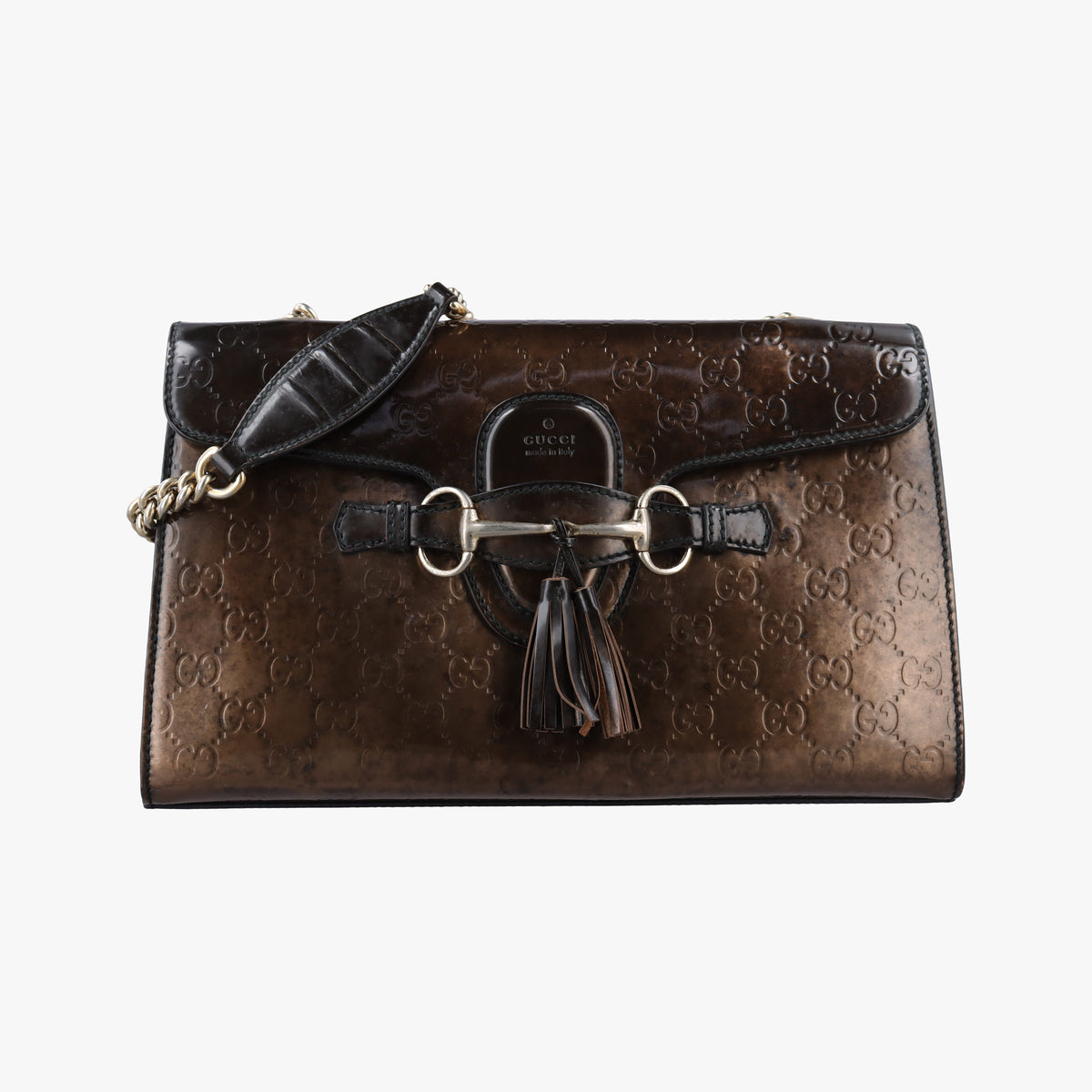 Pre-owned Gucci Emily Golden Patent 295402 shoulderbag | stylenewstar