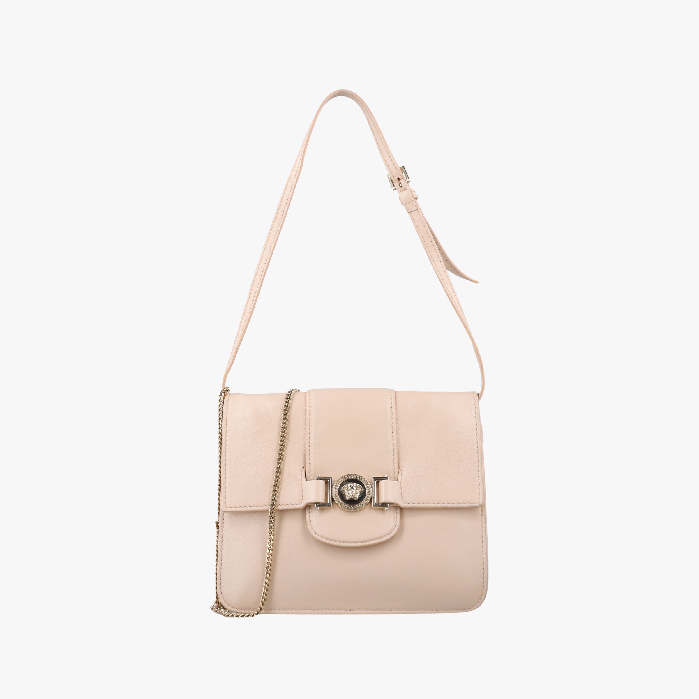 Pre-owned VERSACE La Medusa Beige Leather  shoulderbag | stylenewstar