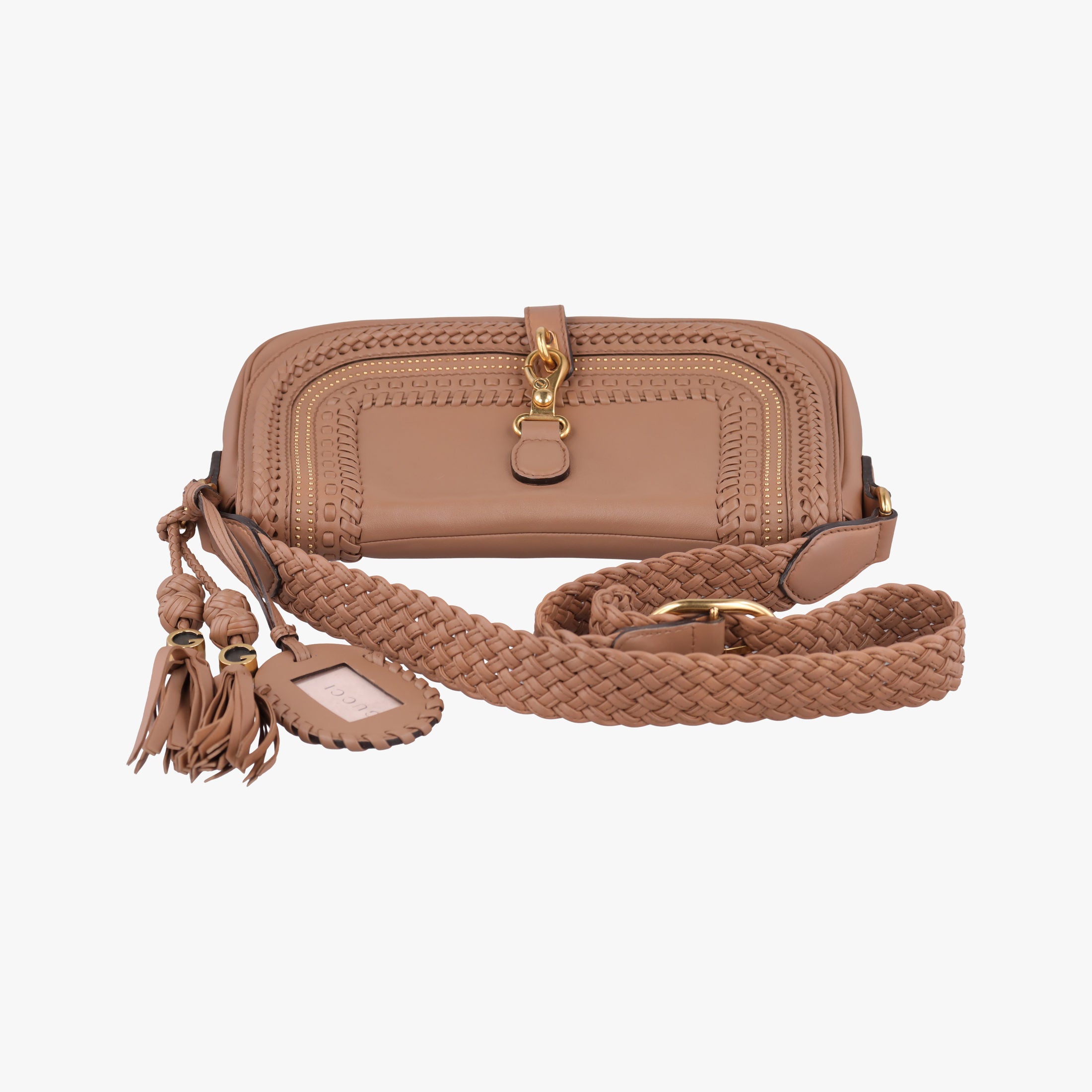 Pre-owned Gucci Tassel Handmade Medium Flap Camel Leather 263954 shoulderbag | stylenewstar