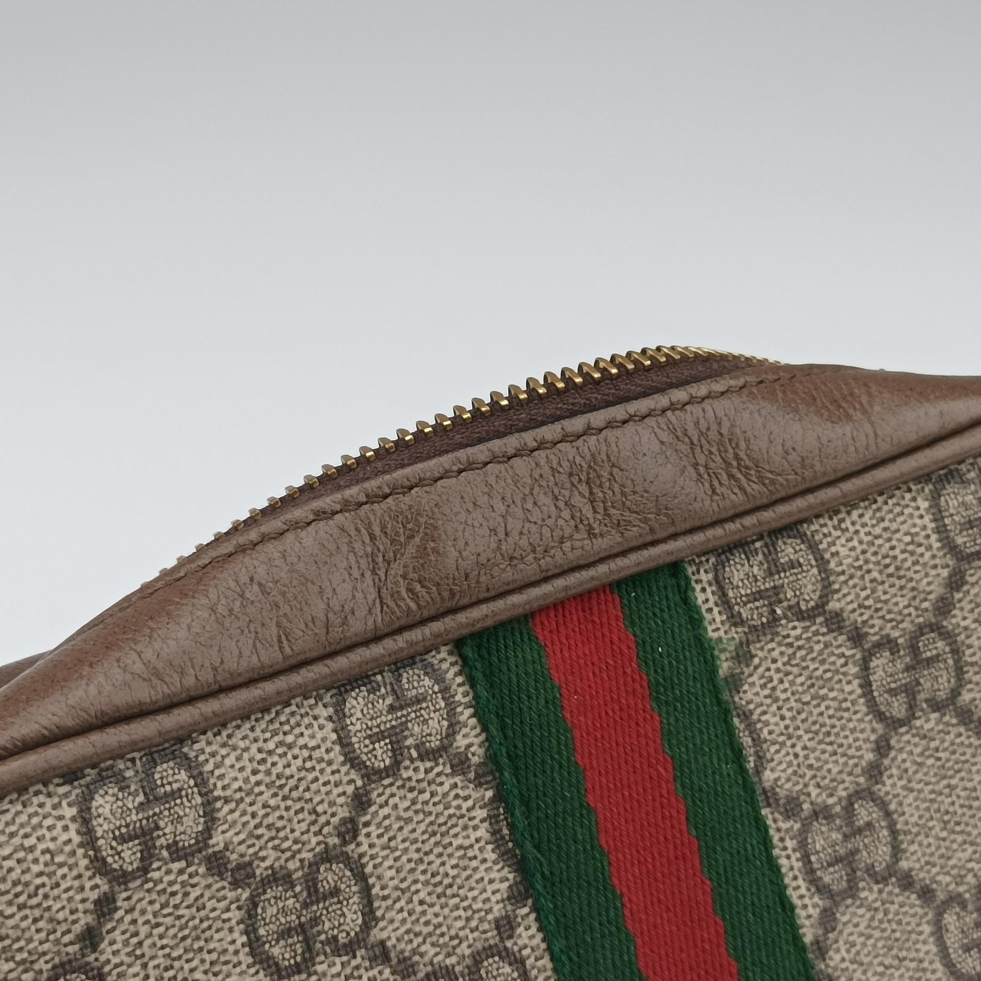 Pre-owned Gucci OPHIDIA Beige x Brown PVC coated canvas×leather 517350 shoulderbag | stylenewstar