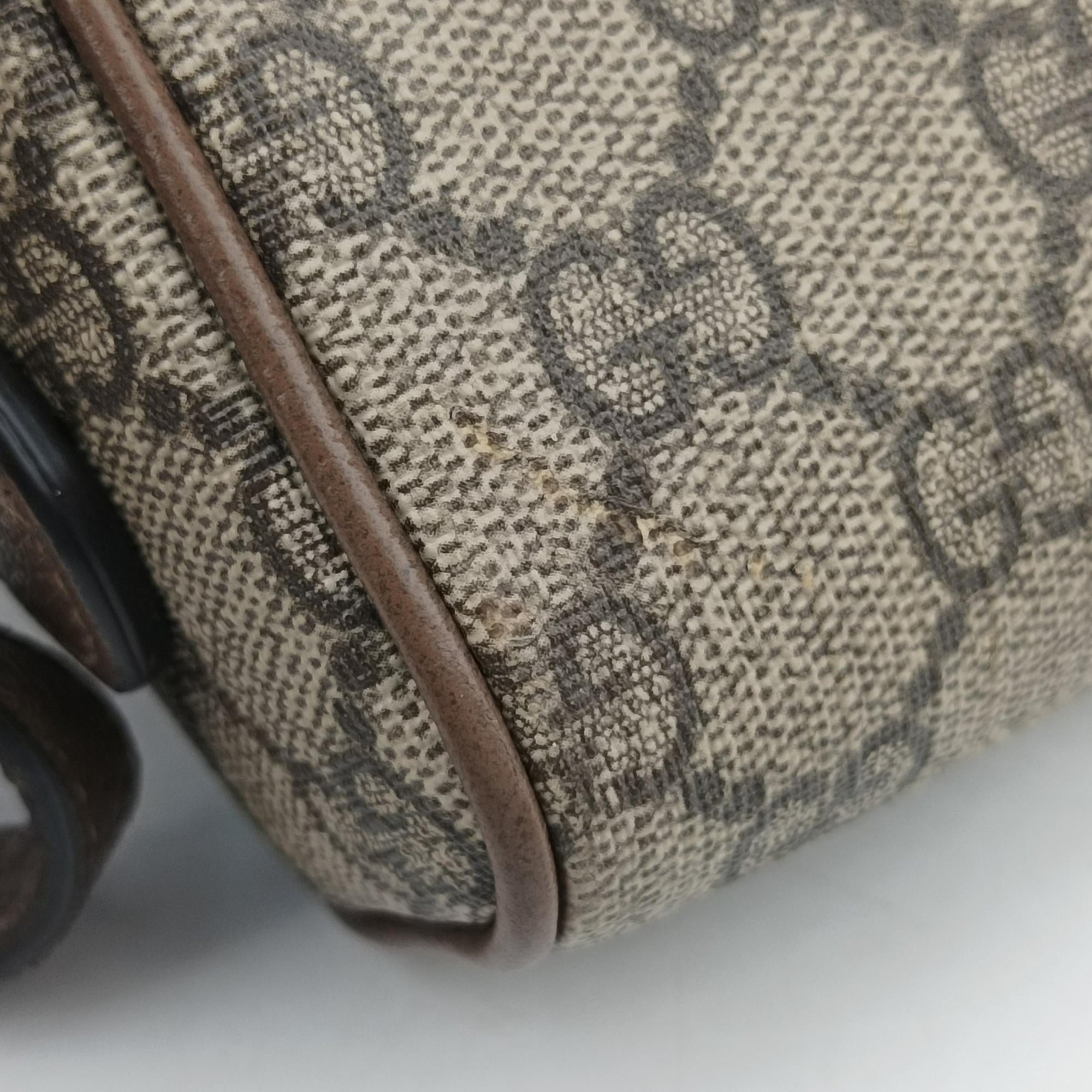 Pre-owned Gucci OPHIDIA Beige x Brown PVC coated canvas×leather 517350 shoulderbag | stylenewstar