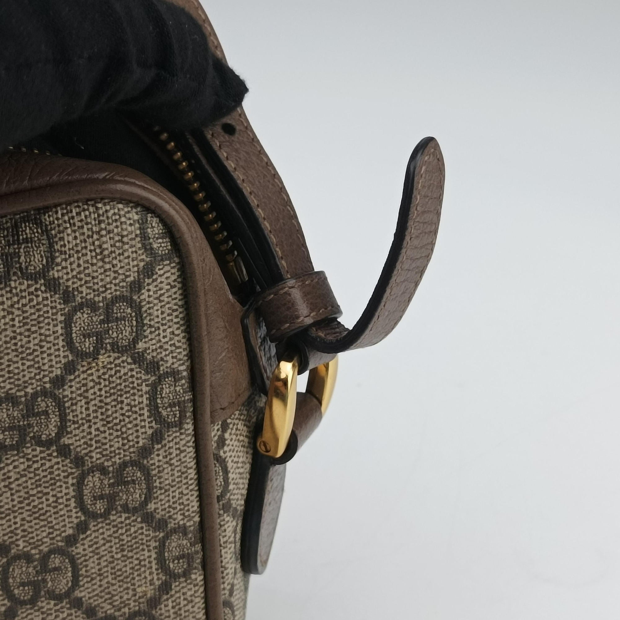 Pre-owned Gucci OPHIDIA Beige x Brown PVC coated canvas×leather 517350 shoulderbag | stylenewstar