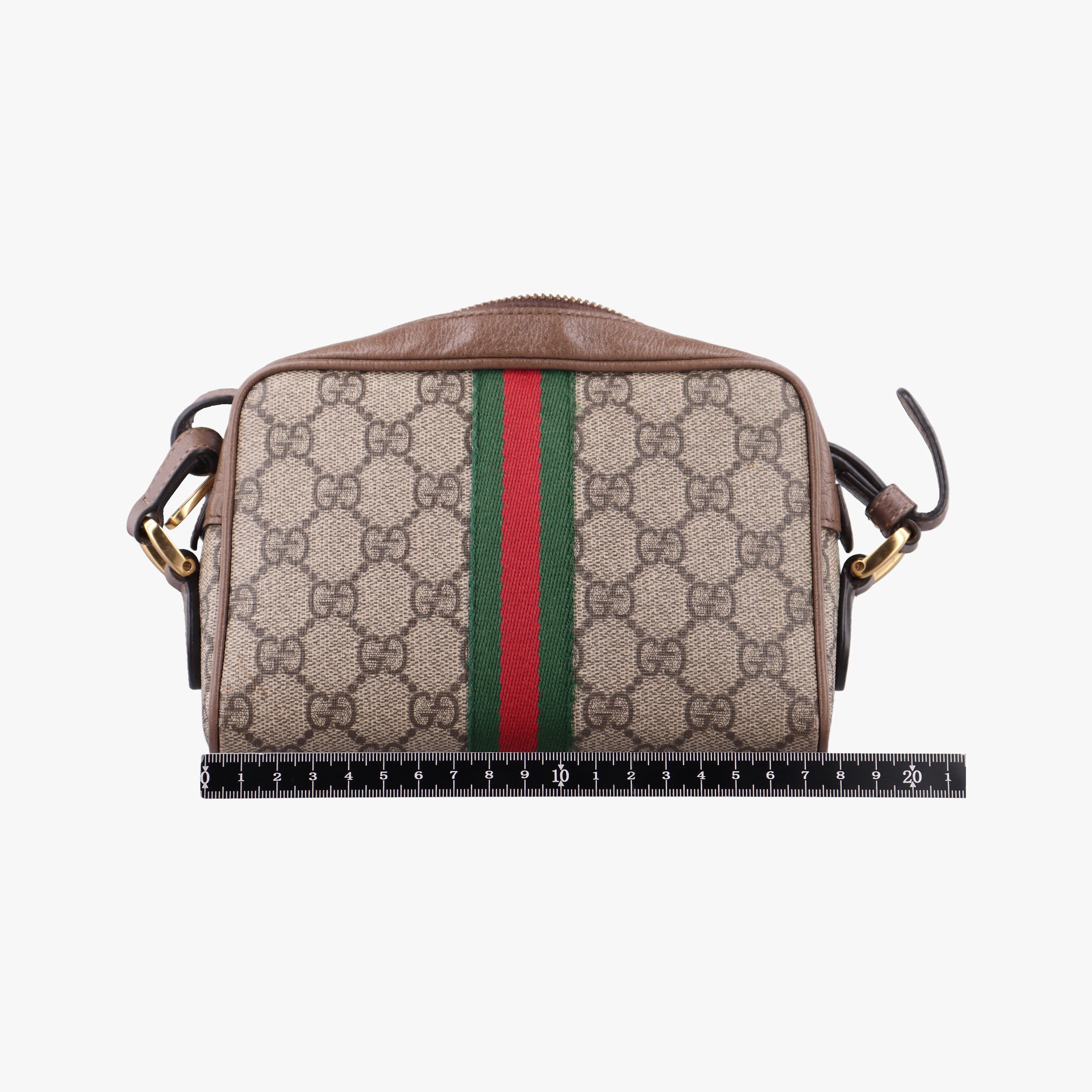 Pre-owned Gucci OPHIDIA Beige x Brown PVC coated canvas×leather 517350 shoulderbag | stylenewstar