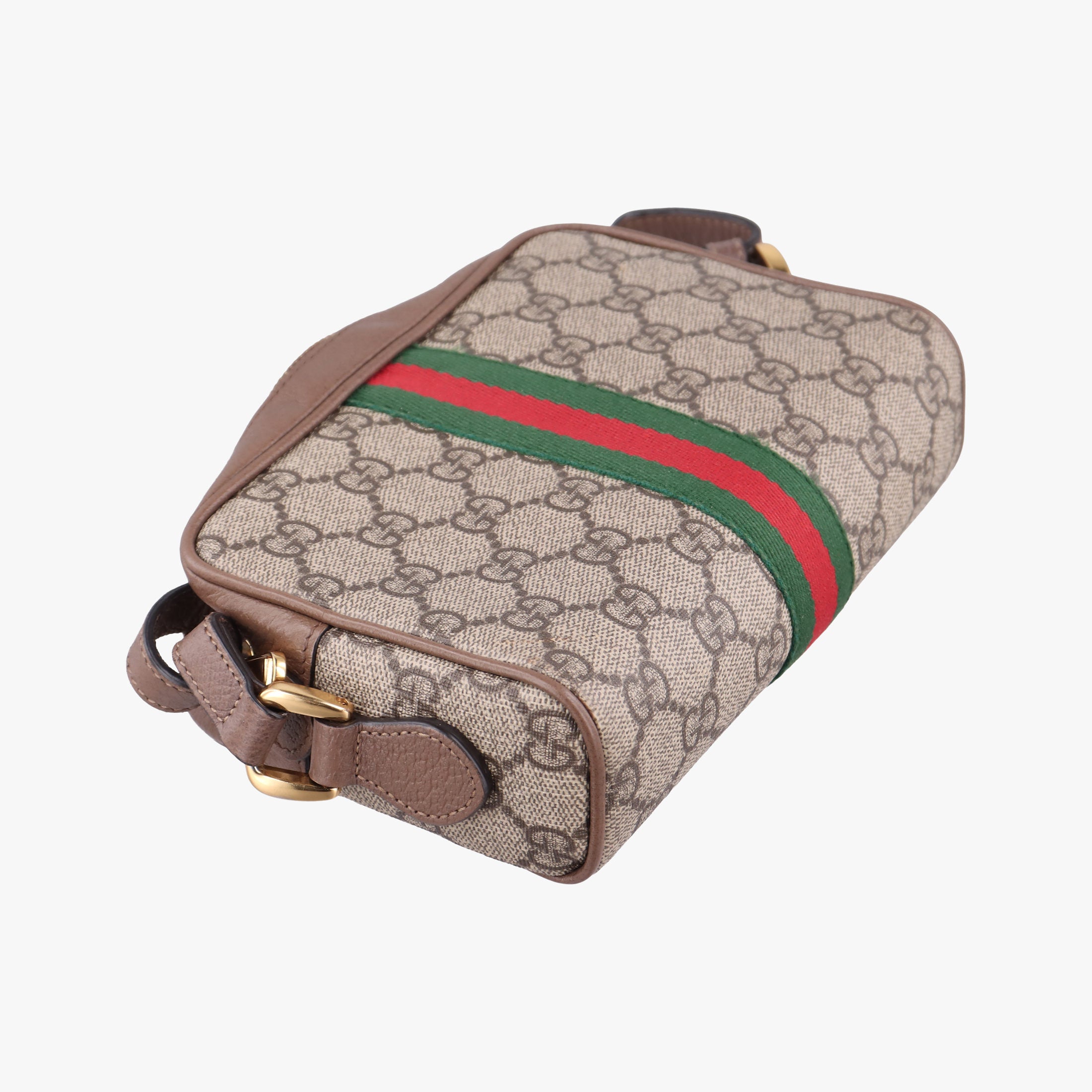 Pre-owned Gucci OPHIDIA Beige x Brown PVC coated canvas×leather 517350 shoulderbag | stylenewstar