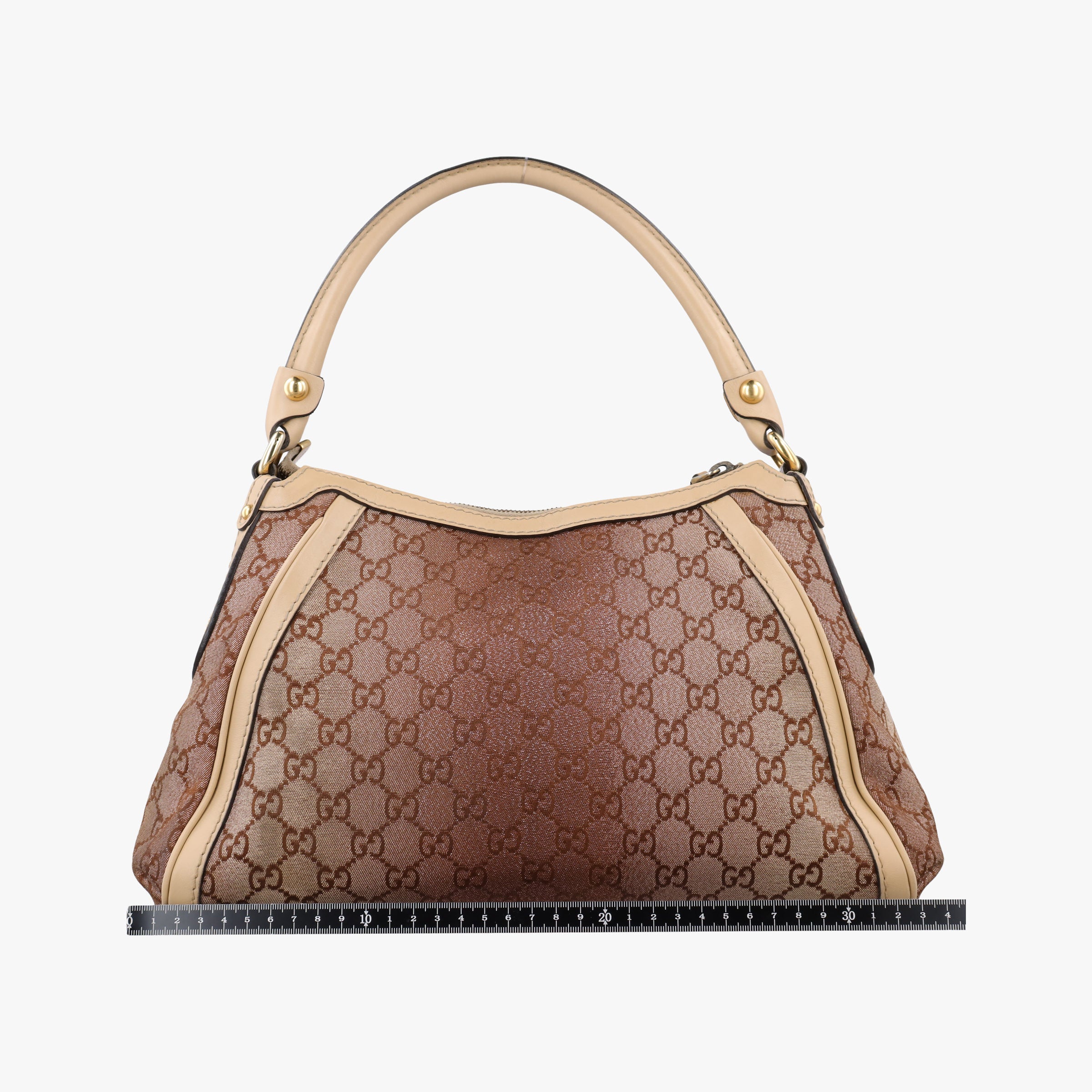Pre-owned Gucci Guccissima Beige x Brown canvas×Leather 282298 handbag | stylenewstar