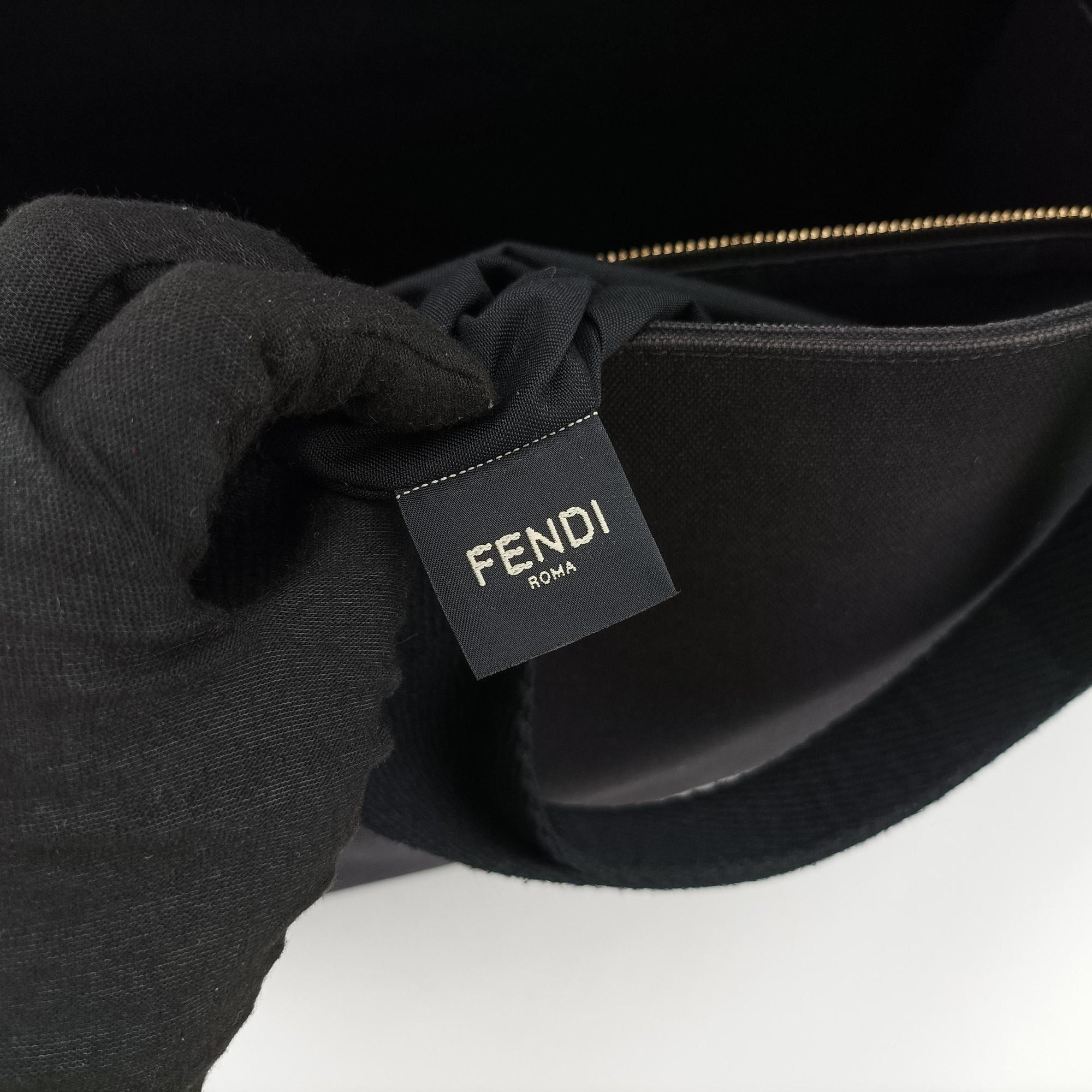 Secondhand Fendi Fendace La Medusa Black×yellow canvas 8BH395 handbag | stylenewstar