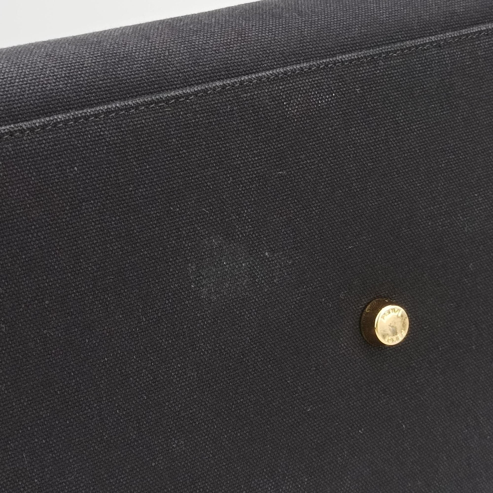 Secondhand Fendi Fendace La Medusa Black×yellow canvas 8BH395 handbag | stylenewstar