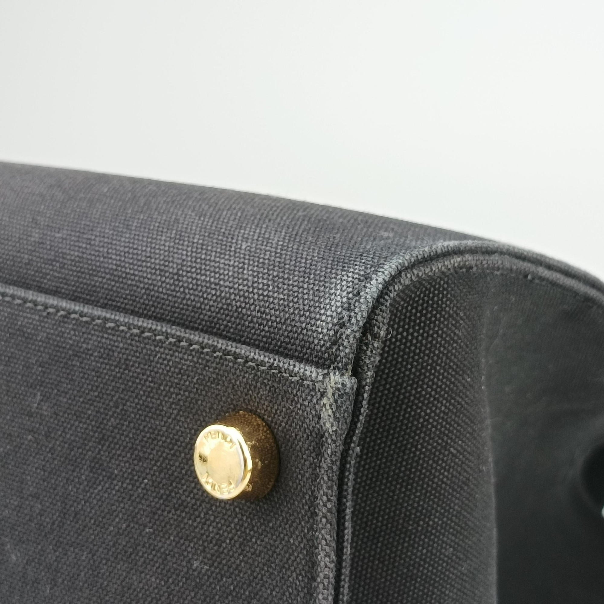 Secondhand Fendi Fendace La Medusa Black×yellow canvas 8BH395 handbag | stylenewstar
