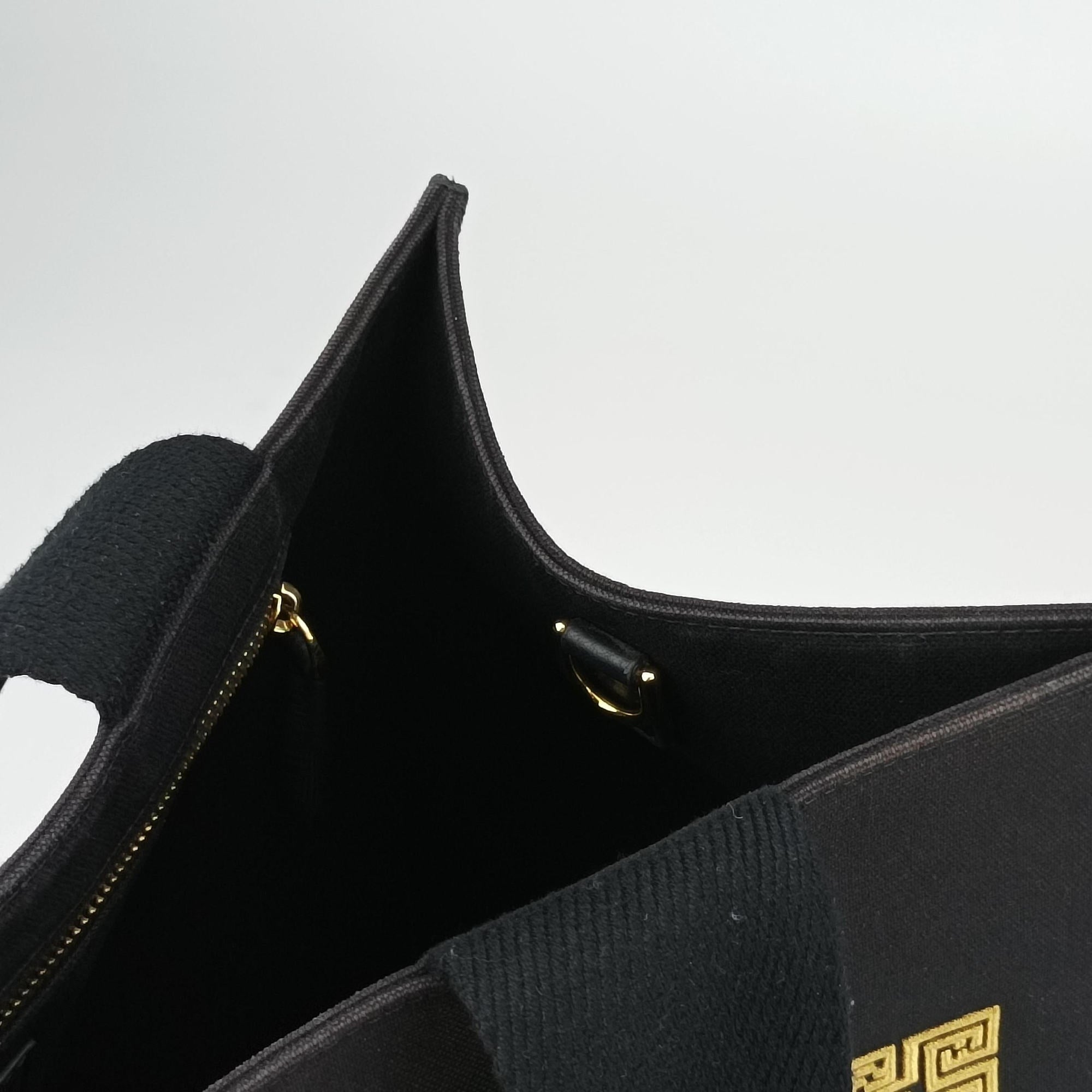 Secondhand Fendi Fendace La Medusa Black×yellow canvas 8BH395 handbag | stylenewstar