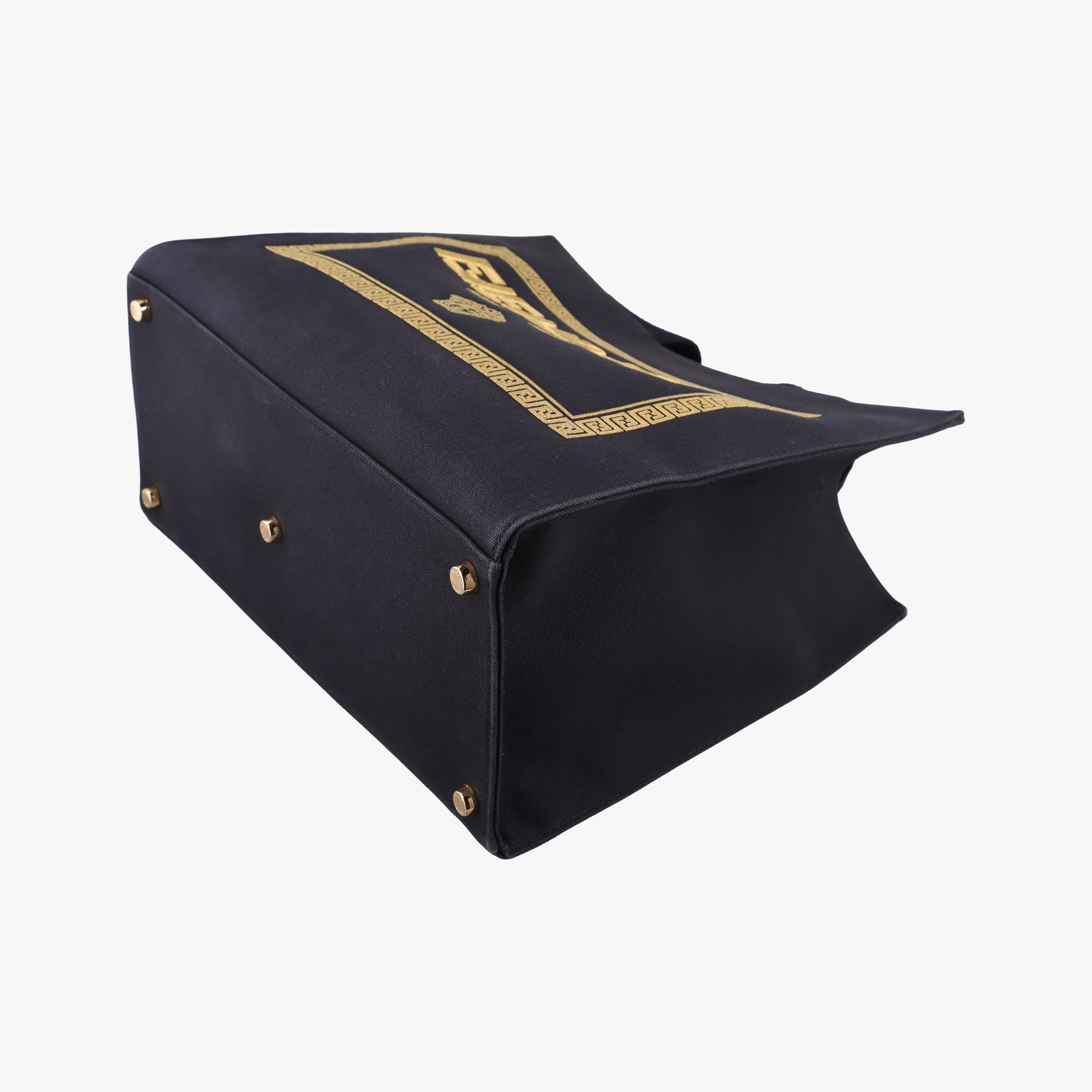 Secondhand Fendi Fendace La Medusa Black×yellow canvas 8BH395 handbag | stylenewstar