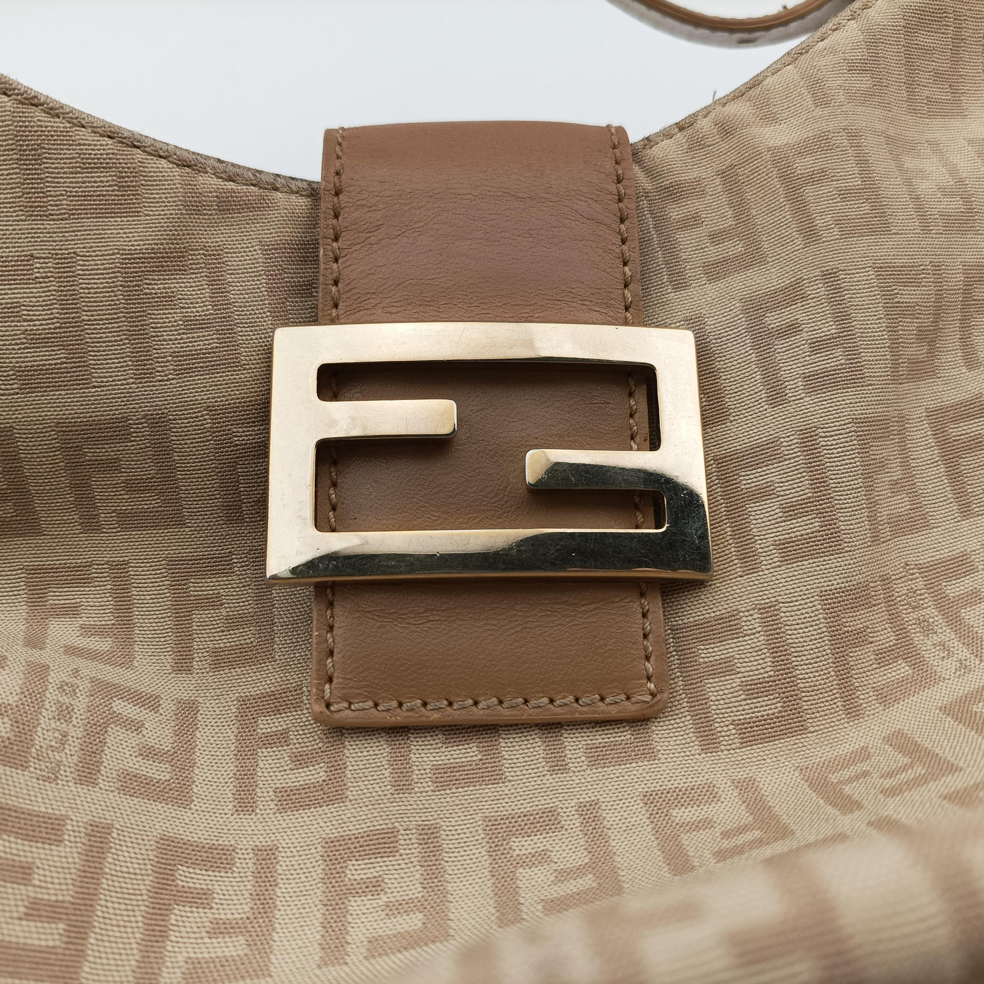 Pre-owned Fendi Zucchino Beige canvas 8BR036 handbag | stylenewstar