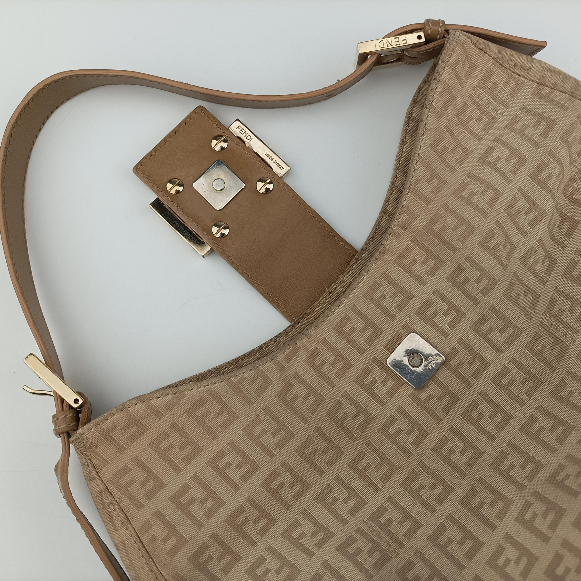 Pre-owned Fendi Zucchino Beige canvas 8BR036 handbag | stylenewstar