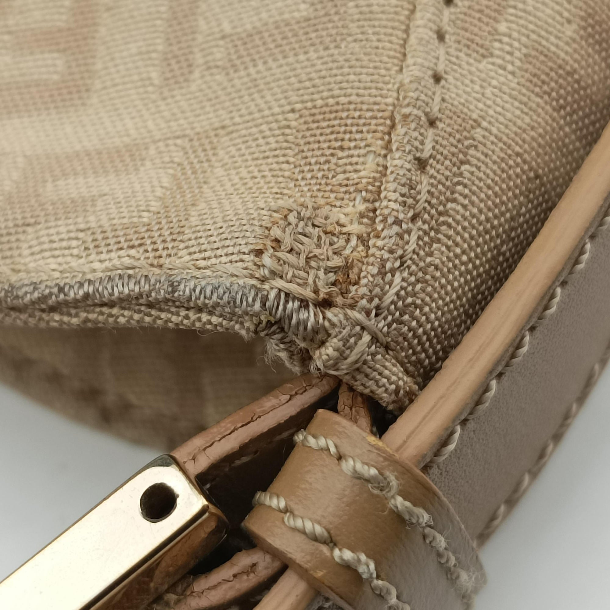 Pre-owned Fendi Zucchino Beige canvas 8BR036 handbag | stylenewstar