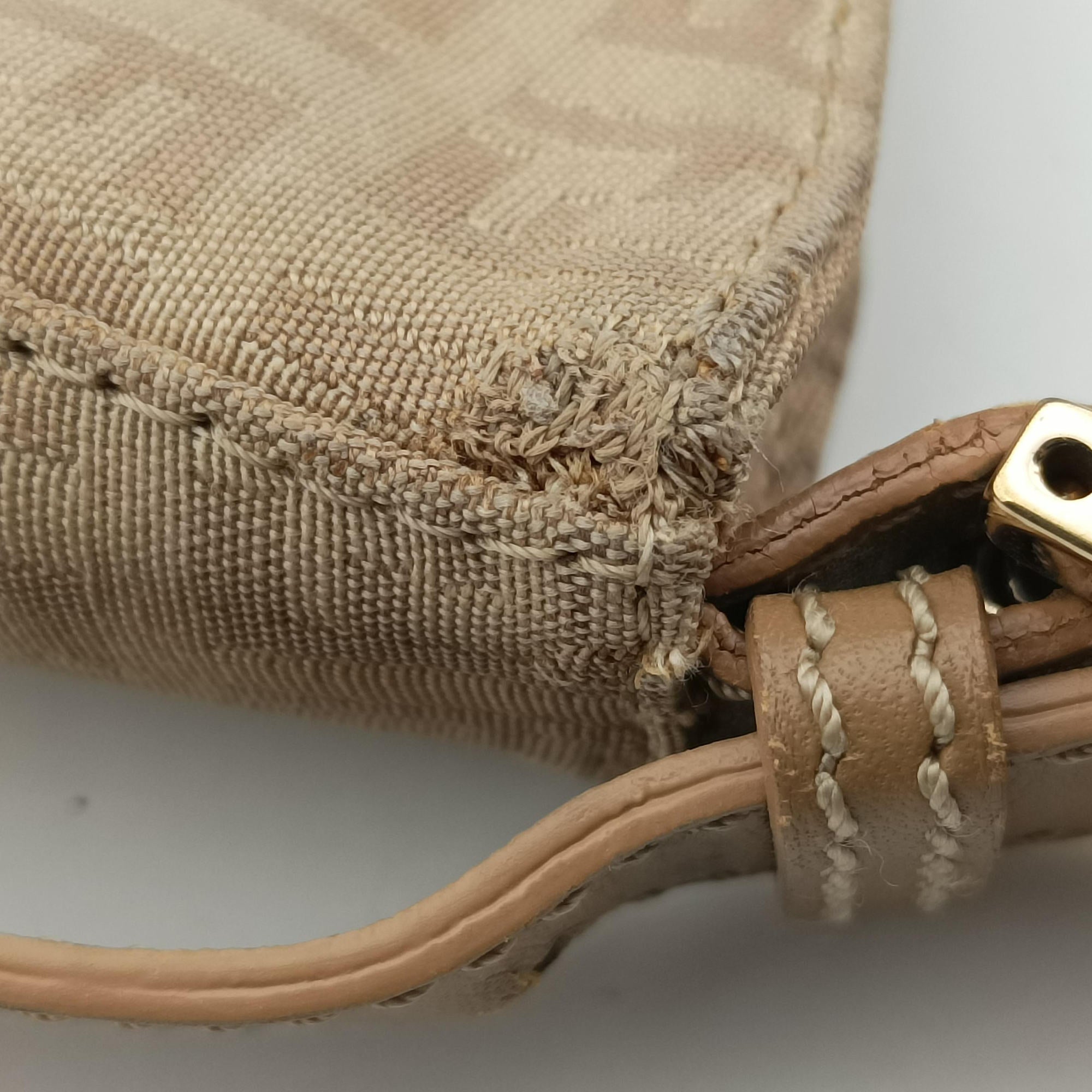 Pre-owned Fendi Zucchino Beige canvas 8BR036 handbag | stylenewstar