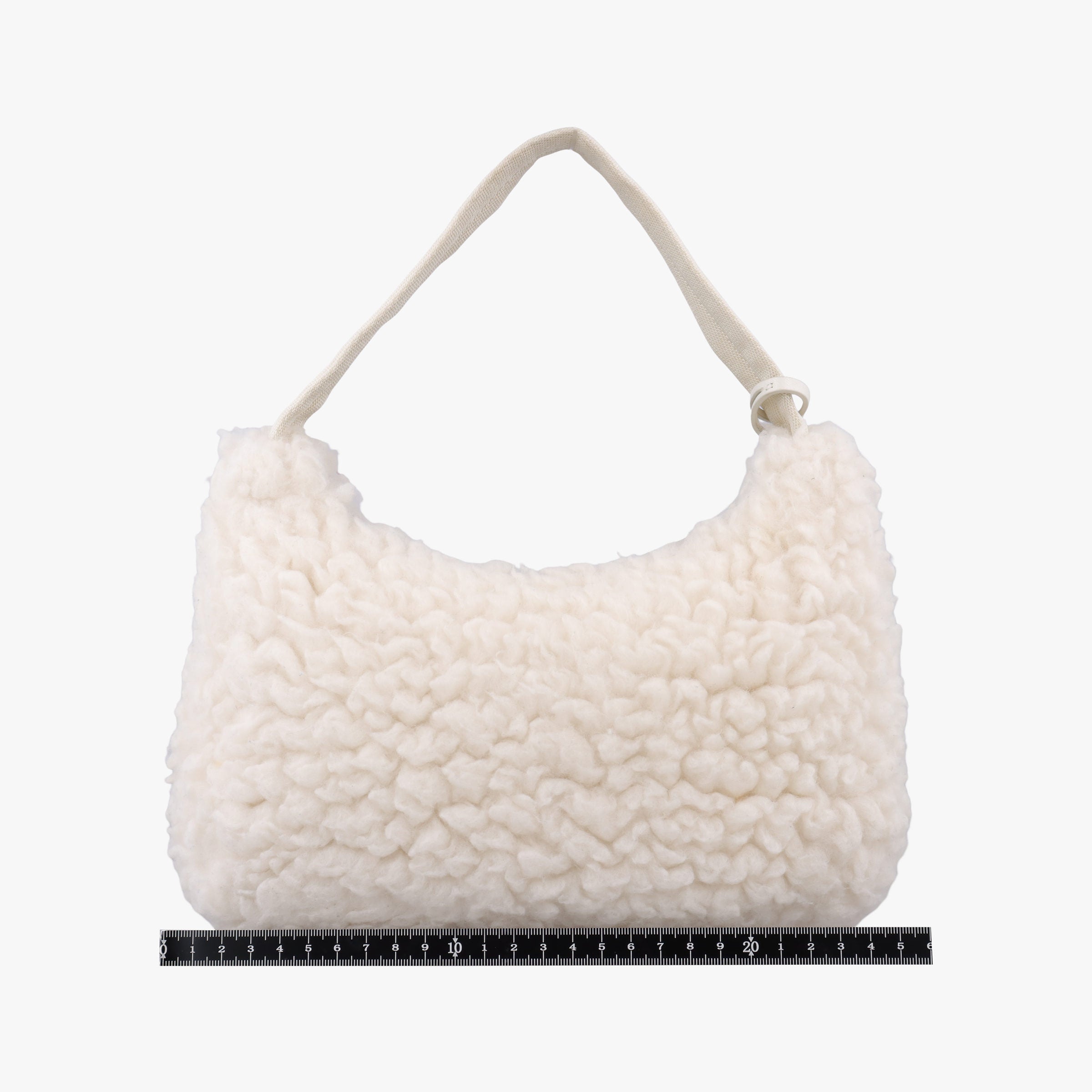 Pre-owned Prada Re-Edition 2000 White Sheep Fur × Nylon Trims 1NE515 handbag | stylenewstar