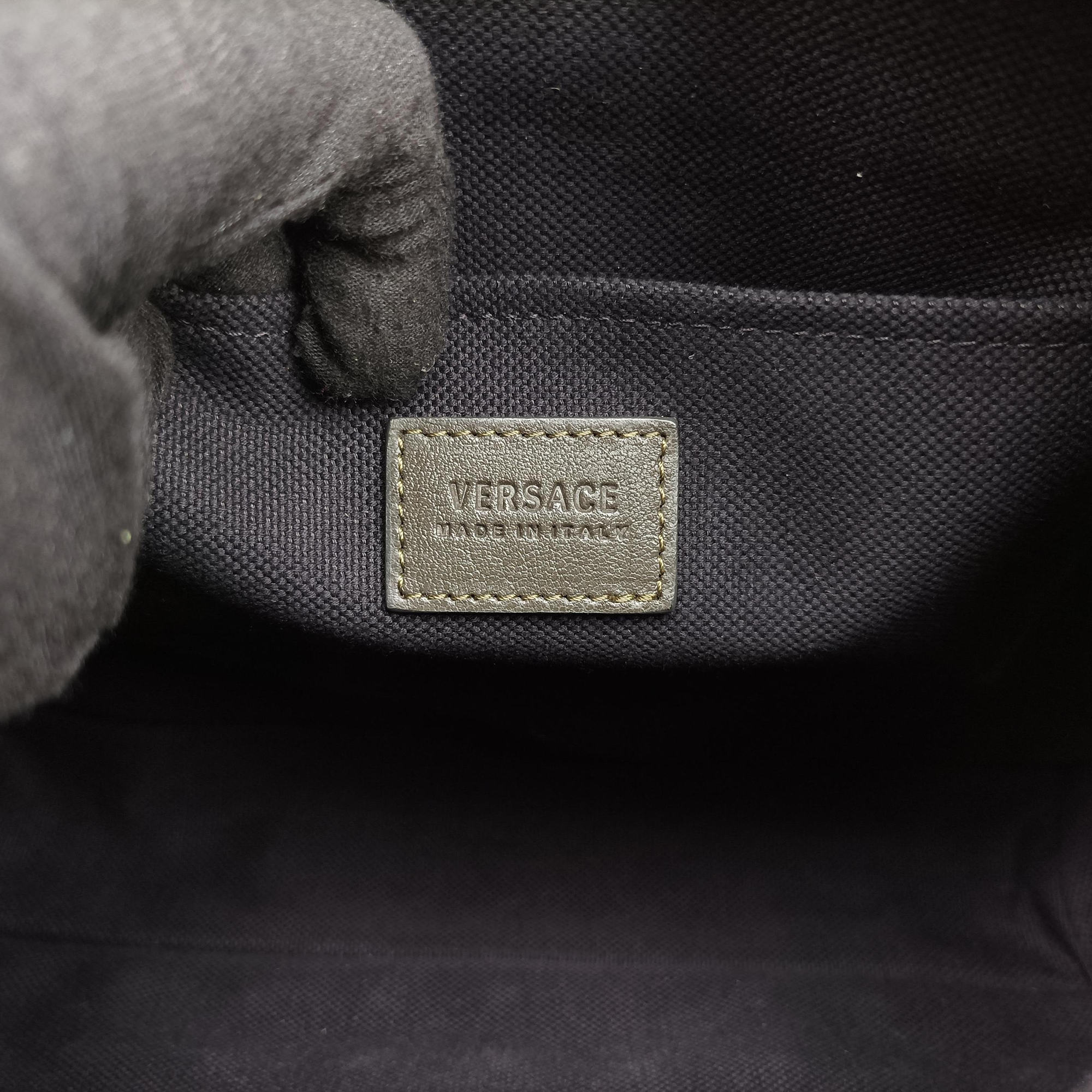 Pre-owned VERSACE Studded Medusa Green Leather  shoulderbag | stylenewstar