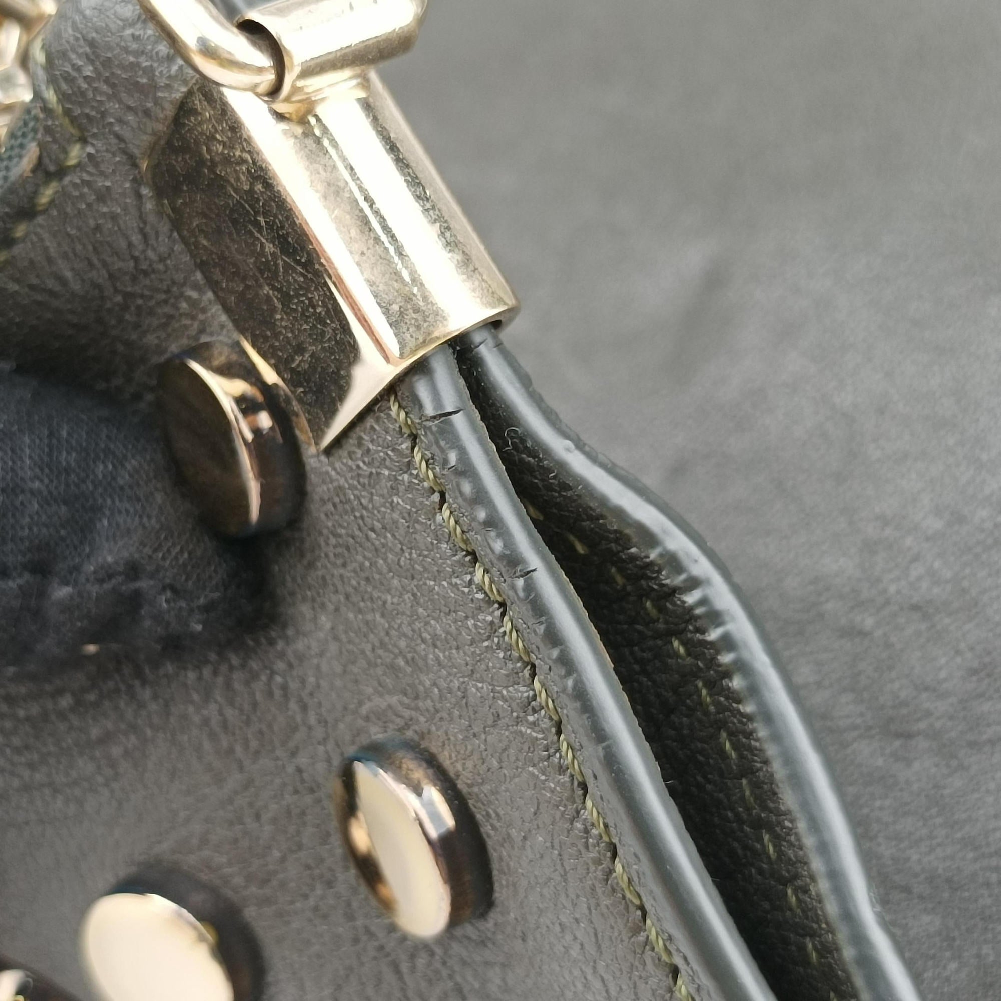 Pre-owned VERSACE Studded Medusa Green Leather  shoulderbag | stylenewstar