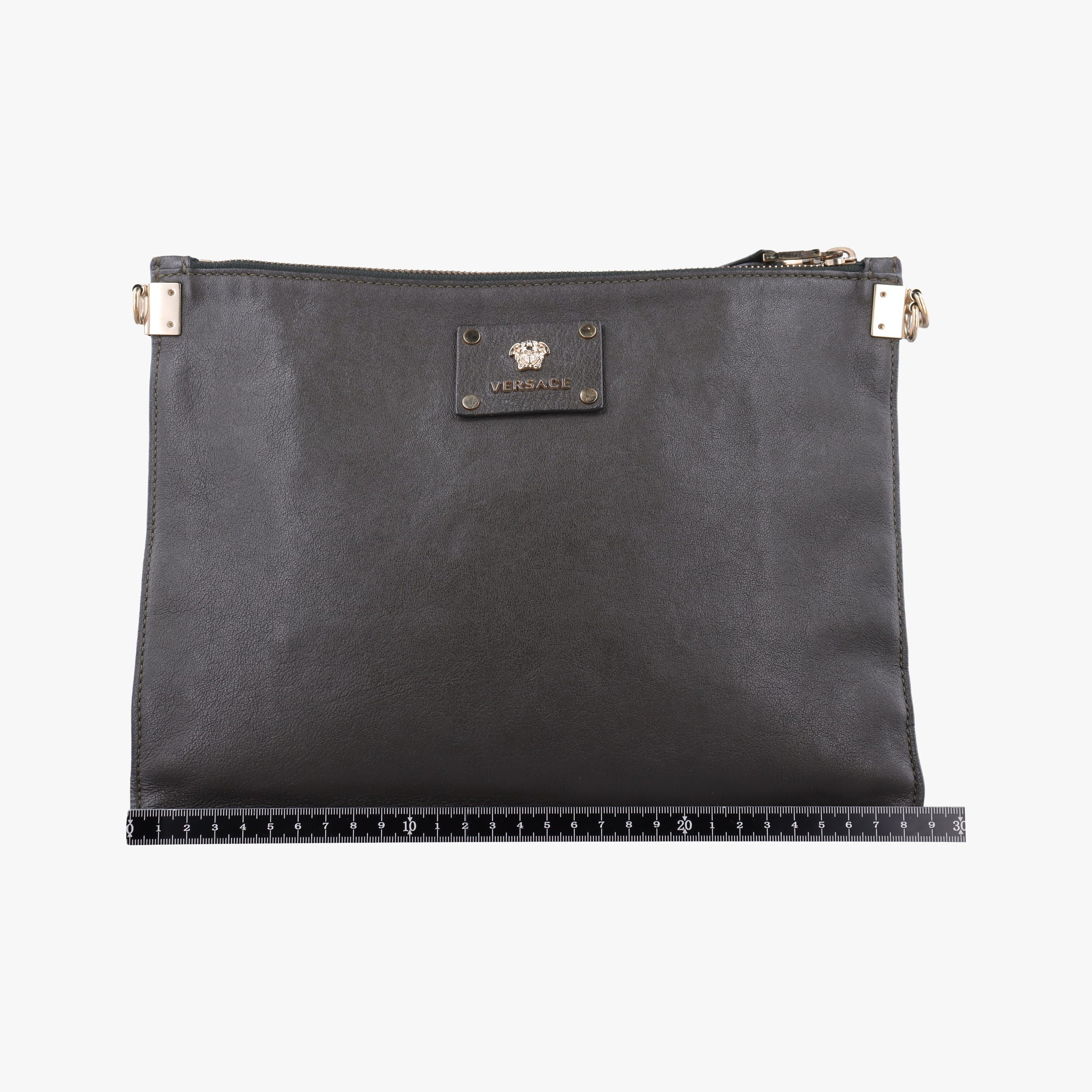Pre-owned VERSACE Studded Medusa Green Leather  shoulderbag | stylenewstar