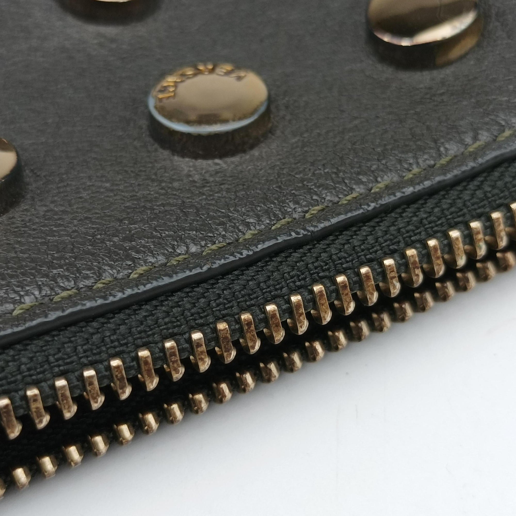 Pre-owned VERSACE Studded Medusa Green Leather  shoulderbag | stylenewstar